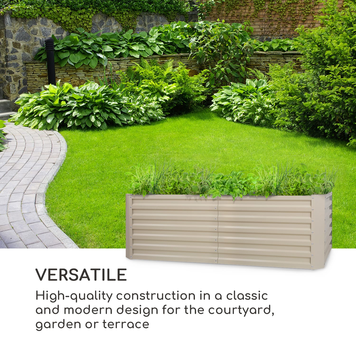 High Grow Straight, vyvýšený záhon, 200 x 60 x 100 cm, 1200 l, ocel 200 x 100 x 60 cm | Krémová