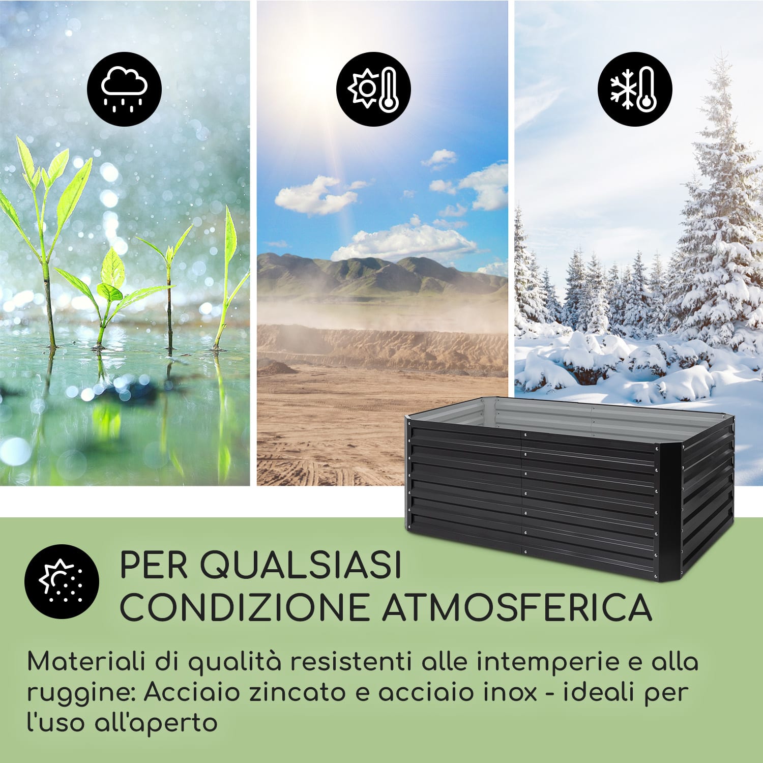 Blum High Grow Straight, fioriera rialzata, 200x60x100cm, 1200l, acciaio 200 x 100 x 60 cm | Antracite