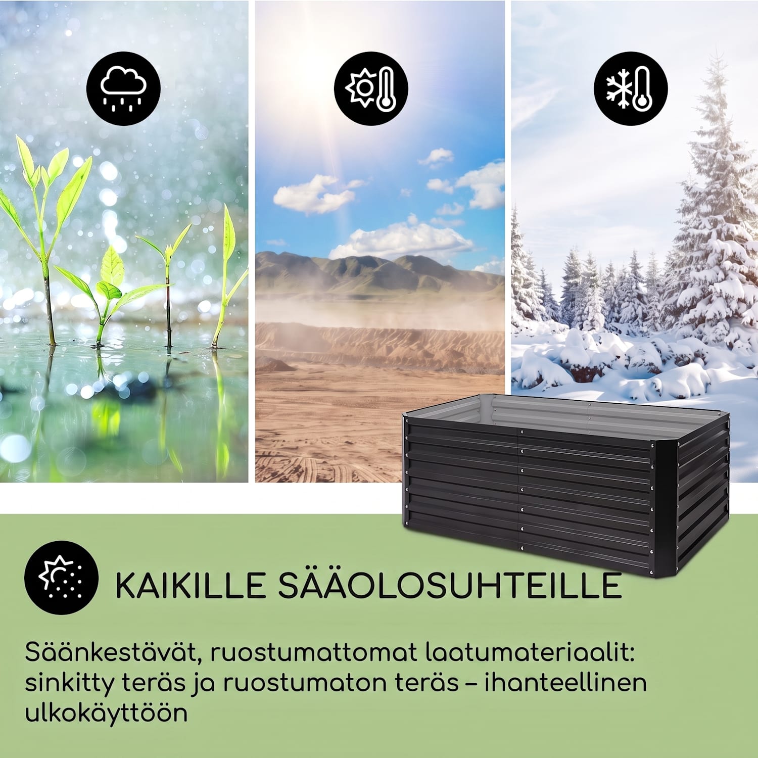 High Grow Straight korotettu kasvimaa 200x60x100 cm 1200 l teräs 200 x 100 x 60 cm | Antrasiitti