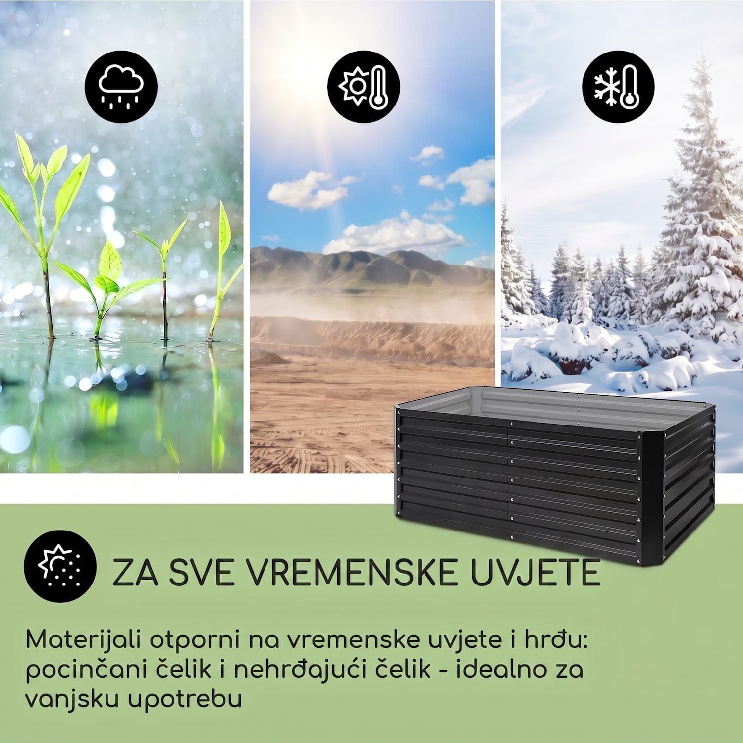 High Grow Straight, povišena žardinjera, 200 x 60 x 100 cm, 1200 l, čelik 200 x 100 x 60 cm | Antracit