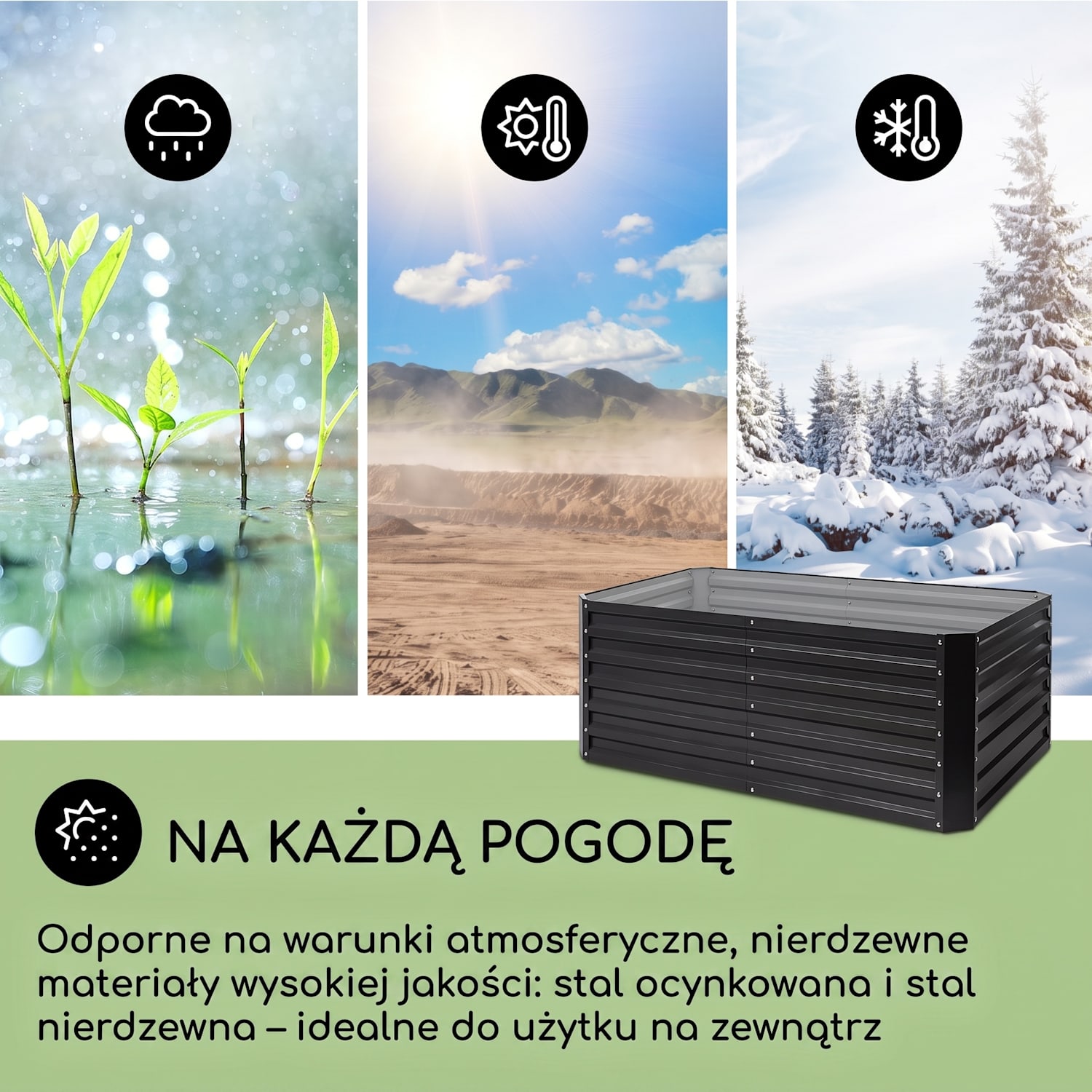 High Grow Straight, podwyższona grządka, 200 x 60 x 100 cm, 1200 l, stal 200 x 100 x 60 cm | Antracyt