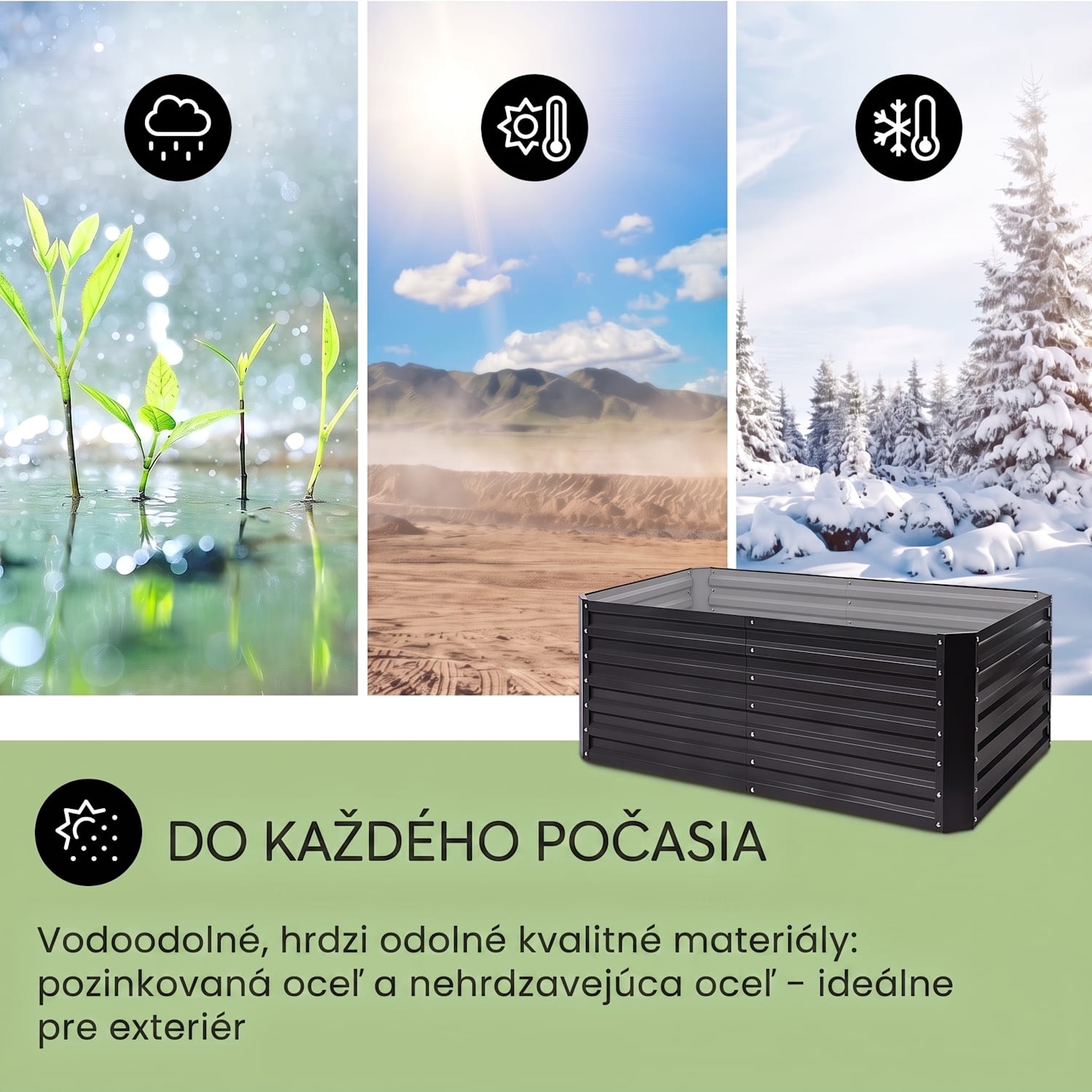 High Grow Straight, vyvýšený záhon, 200 x 60 x 100 cm, 1200 l, oceľ 200 x 100 x 60 cm | Antracit