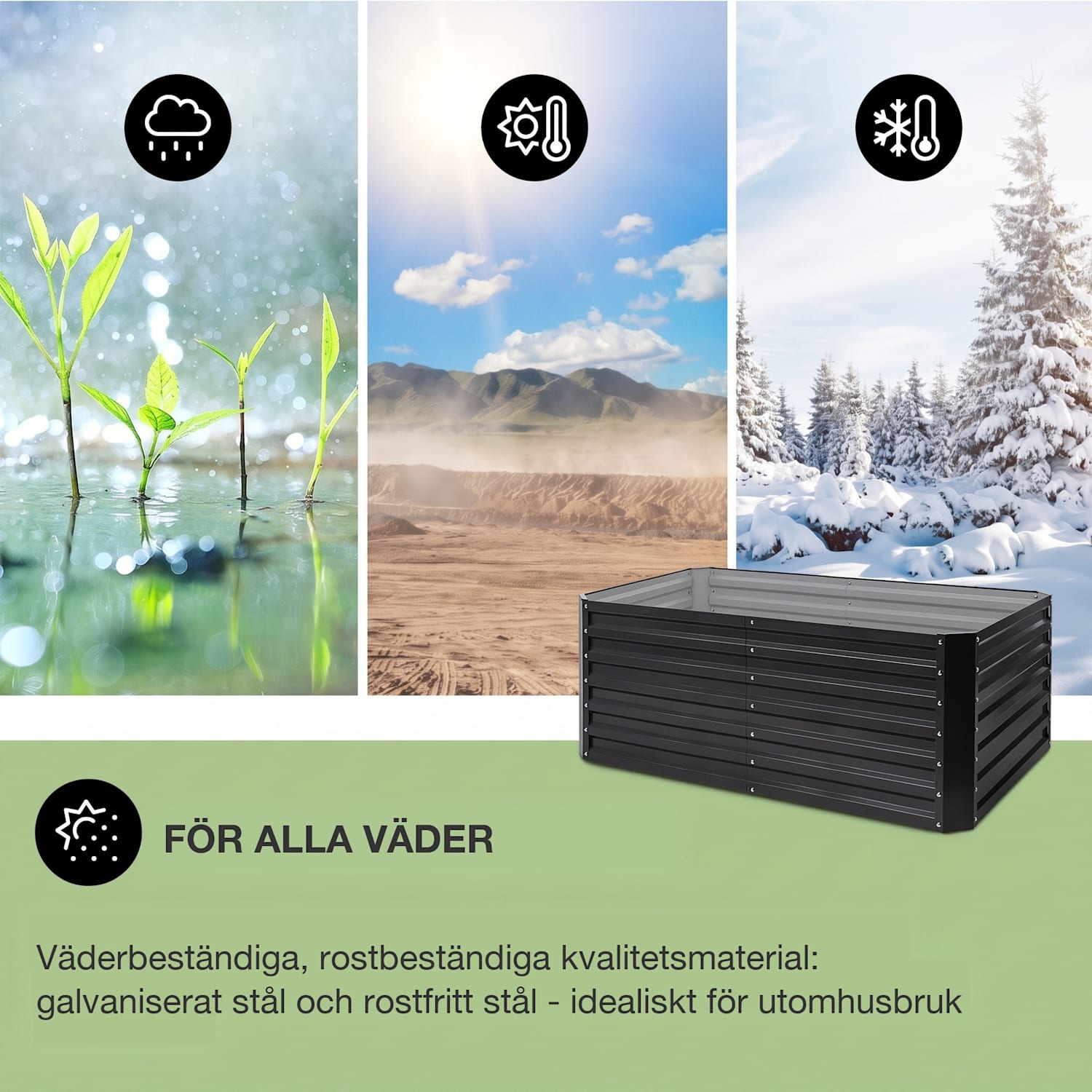 High Grow Straight upphöjd odlingsbädd 200x60x100 cm 1200 l stål 200 x 100 x 60 cm | Antracit