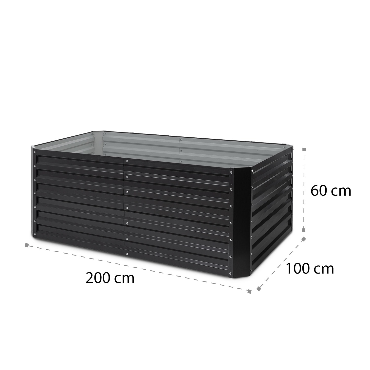High Grow Straight, povišena žardinjera, 200 x 60 x 100 cm, 1200 l, čelik 200 x 100 x 60 cm | Antracit