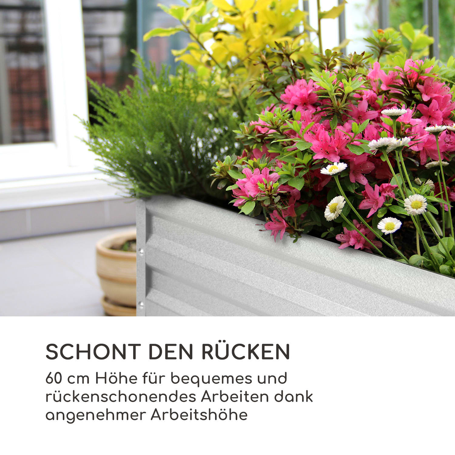 High Grow Straight Hochbeet 200x90x100cm 1800l Stahl 200 x 100 x 90 cm | Silber