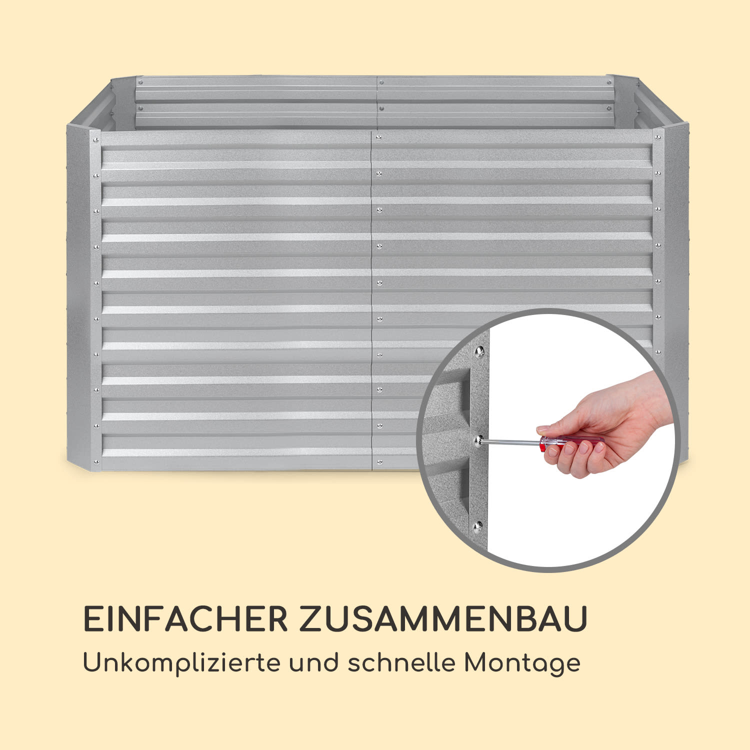 High Grow Straight Hochbeet 200x90x100cm 1800l Stahl 200 x 100 x 90 cm | Silber