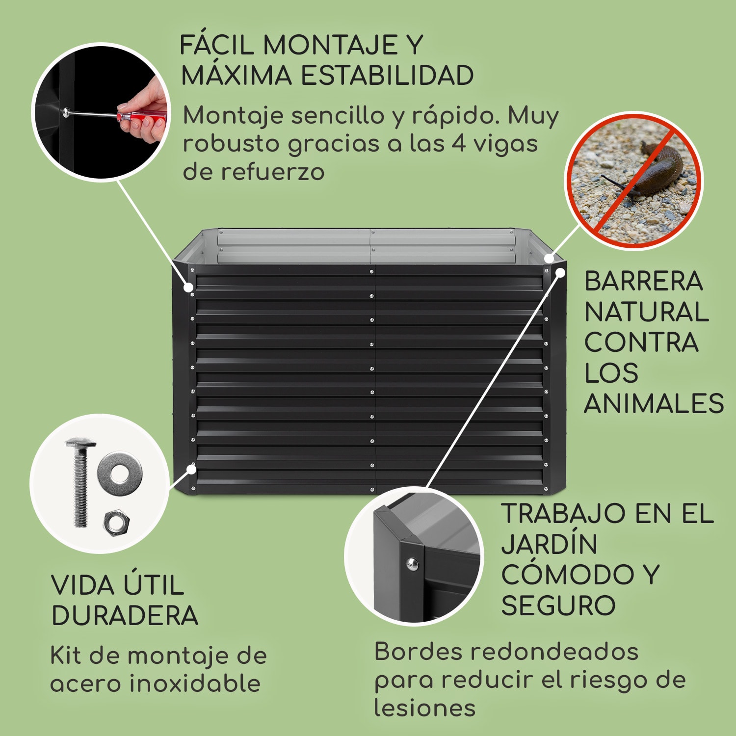 Blum High Grow Straight Macetero elevado 200x90x100cm 1800l Acero inoxidable 200 x 100 x 90 cm | Antracita