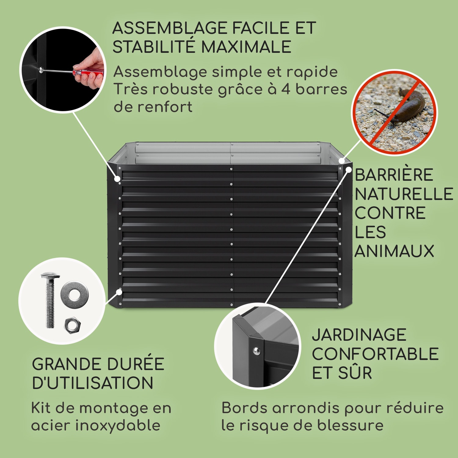 Blum High Grow Straight potager surélevé 200x90x100cm 1800 l acier 200 x 100 x 90 cm | Anthracite