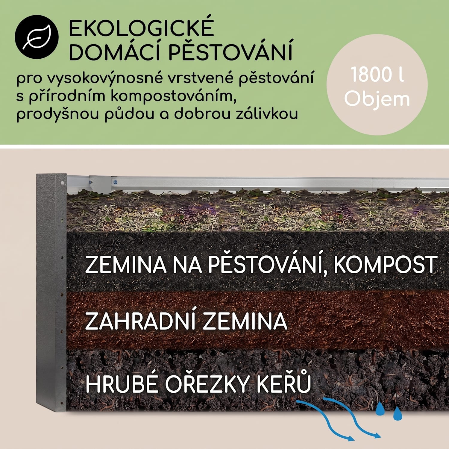 Hight Grow Straight, vyvýšený záhon, 200 x 90x 100 cm, 1800 l, ocel 200 x 100 x 90 cm | Antracit