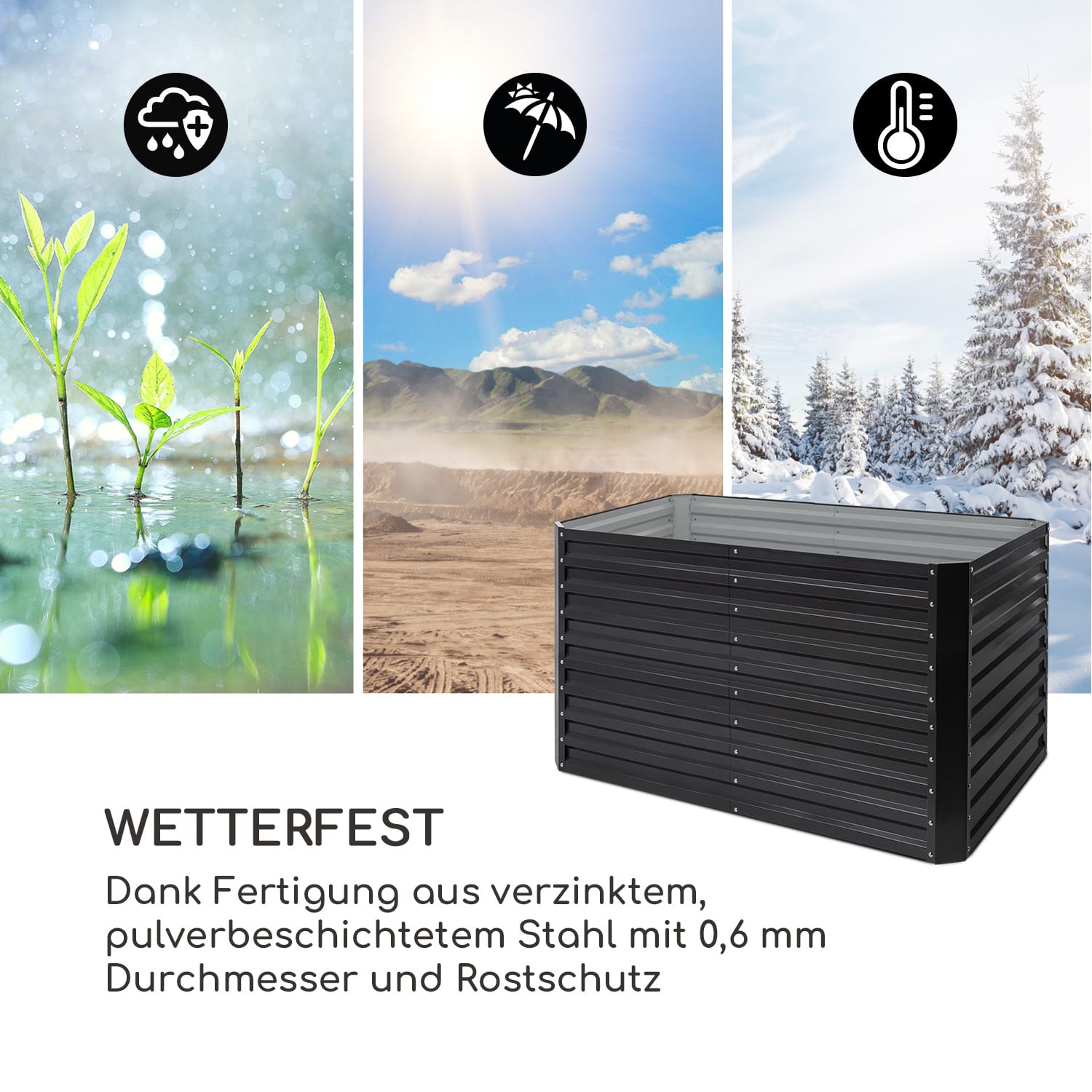 High Grow Straight Hochbeet 200x90x100cm 1800l Stahl 200 x 100 x 90 cm | Anthrazit