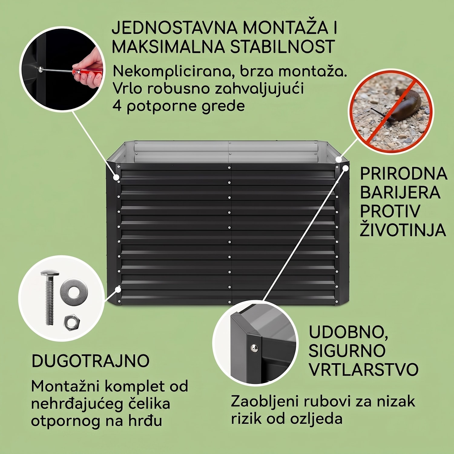 High Grow Straight, povišena žardinjera, 200 x 90 x 100 cm, 1800 l, čelik 200 x 100 x 90 cm | Antracit