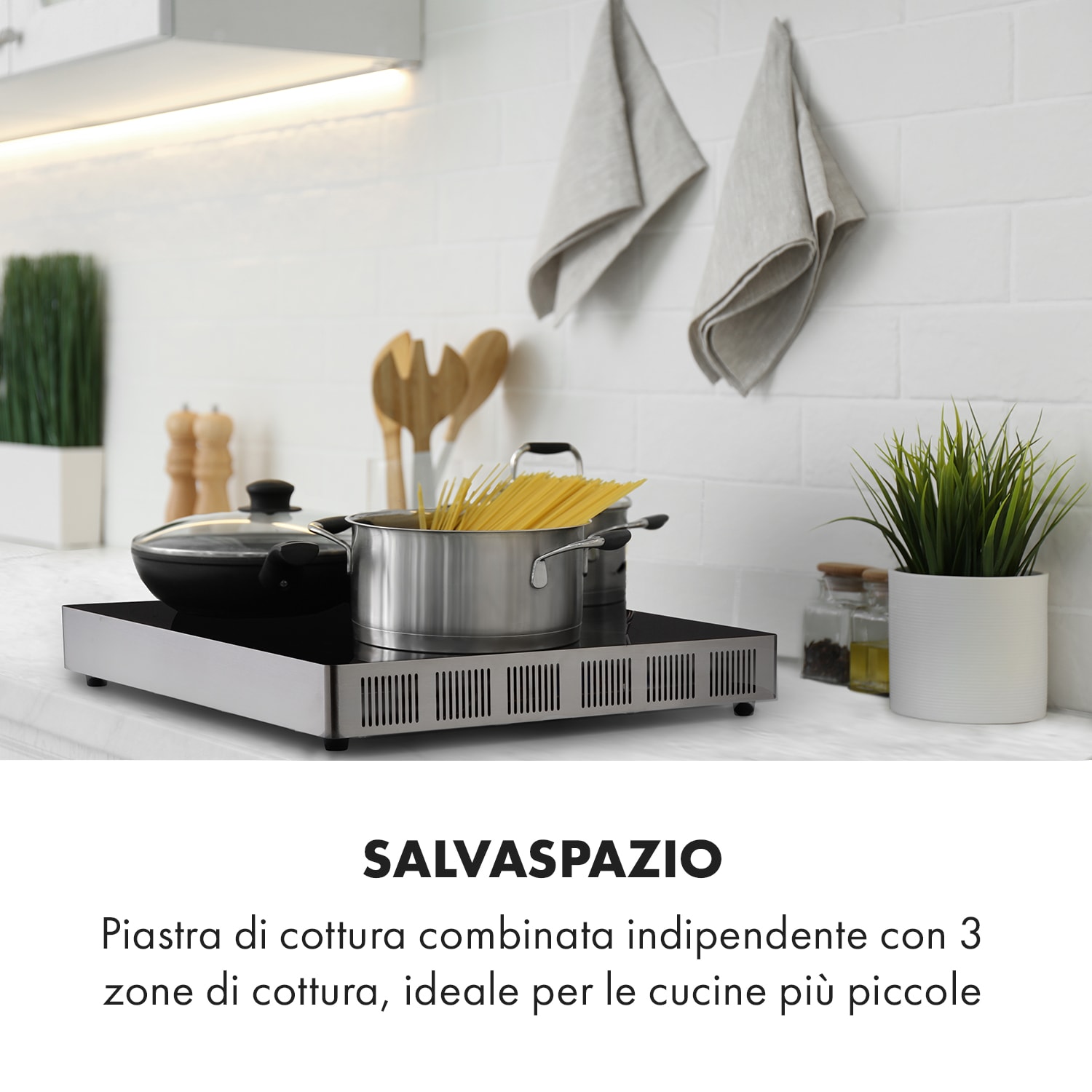 TrinityCook, piano cottura a induzione, 3400W, Touch Control, vetro 