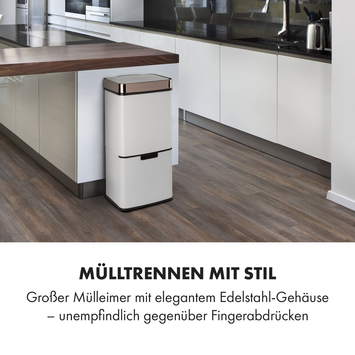 Royal Trash Rose Gold Sensor-Mülleimer 72 Liter Edelstahl Roségold-Metallic