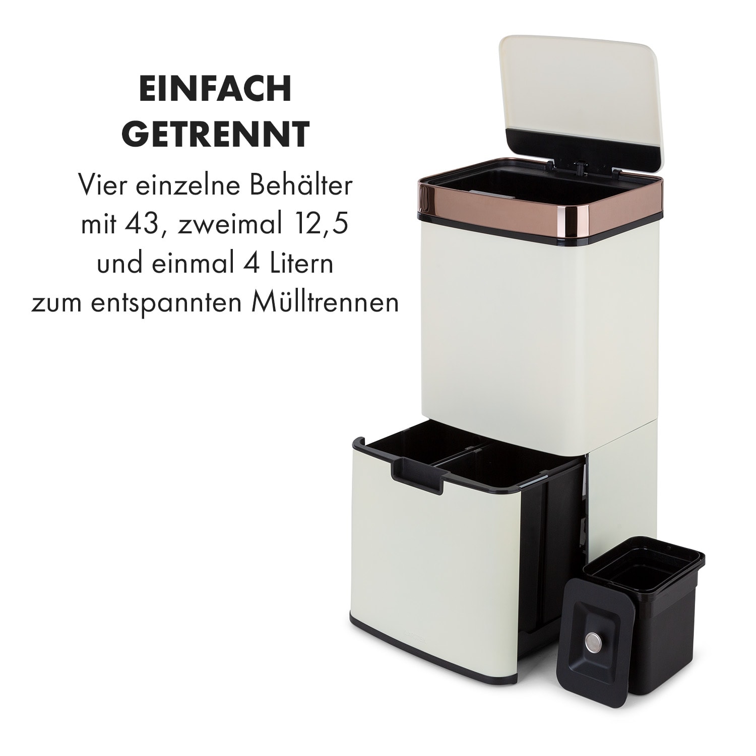 Royal Trash Rose Gold Sensor-Mülleimer 72 Liter Edelstahl Roségold-Metallic