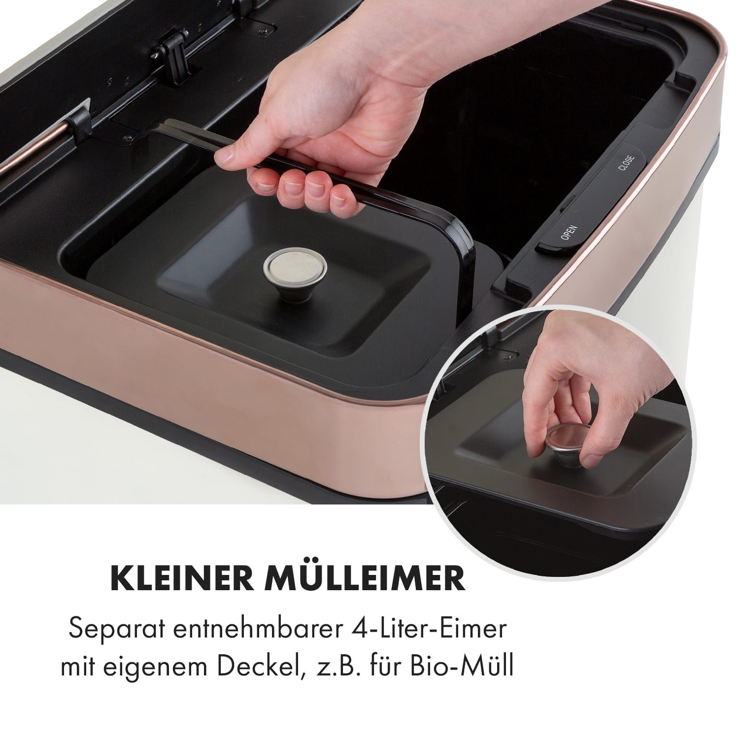 Royal Trash Rose Gold Sensor-Mülleimer 72 Liter Edelstahl Roségold-Metallic
