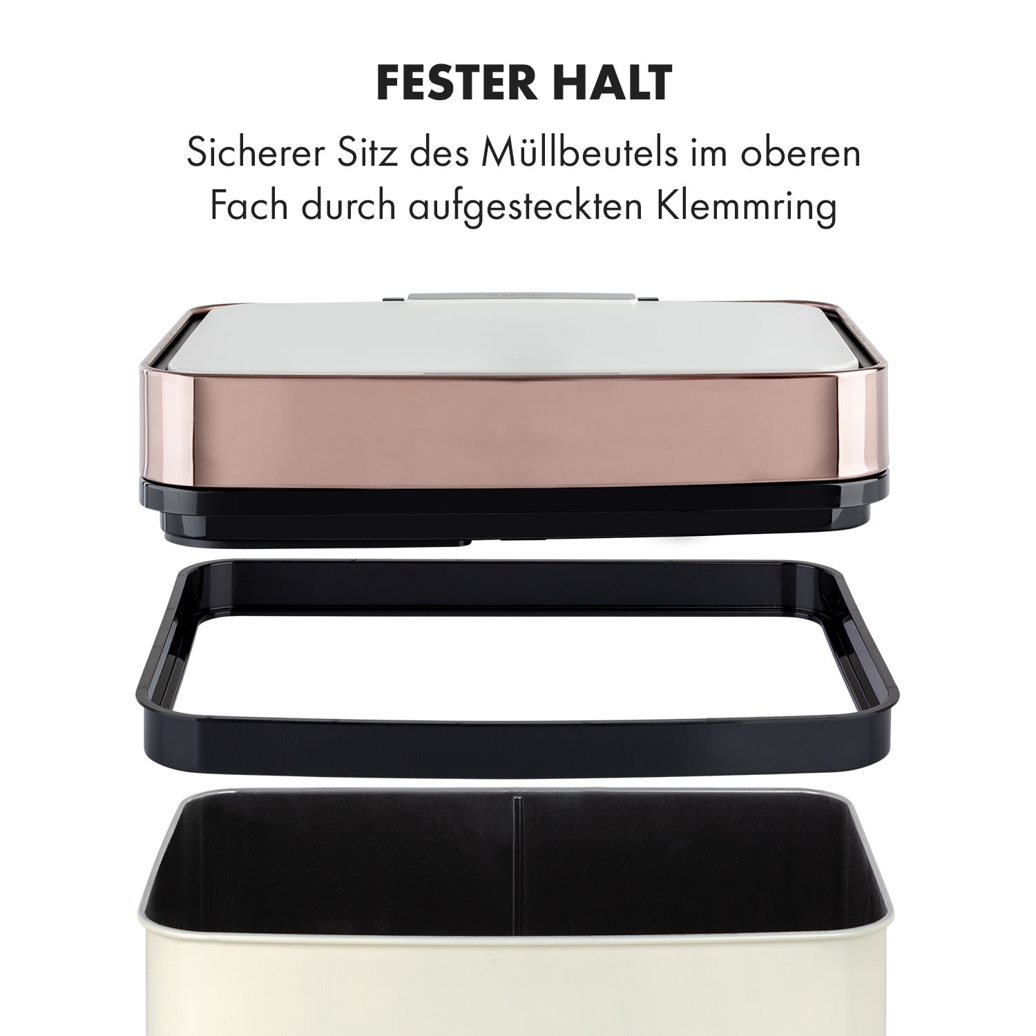 Royal Trash Rose Gold Sensor-Mülleimer 72 Liter Edelstahl Roségold-Metallic