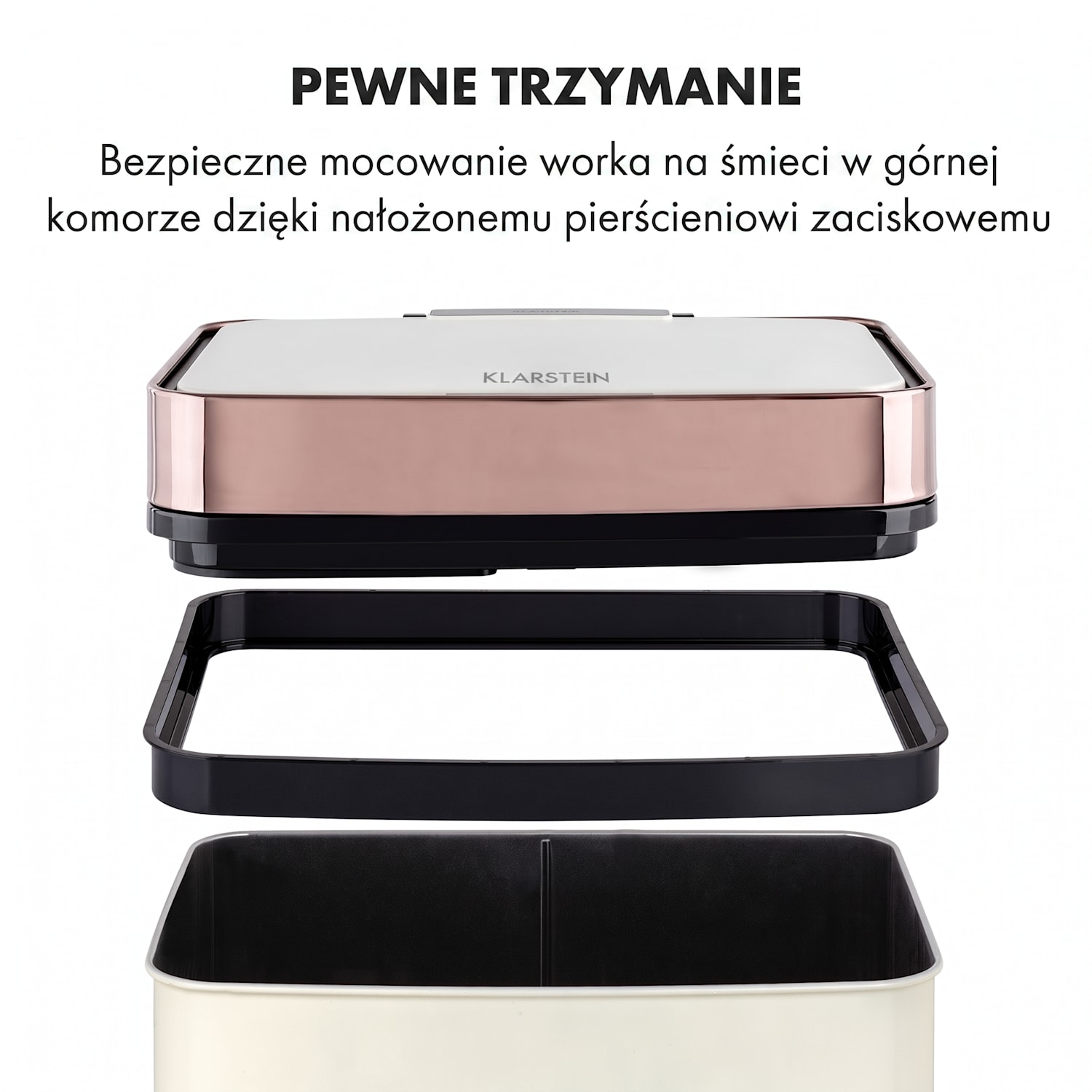 Royal Trash Rose Gold, kosz na śmieci z czujnikiem, 72 l, stal szlachetna, różowo-złoty Różowe Złoto Metaliczne