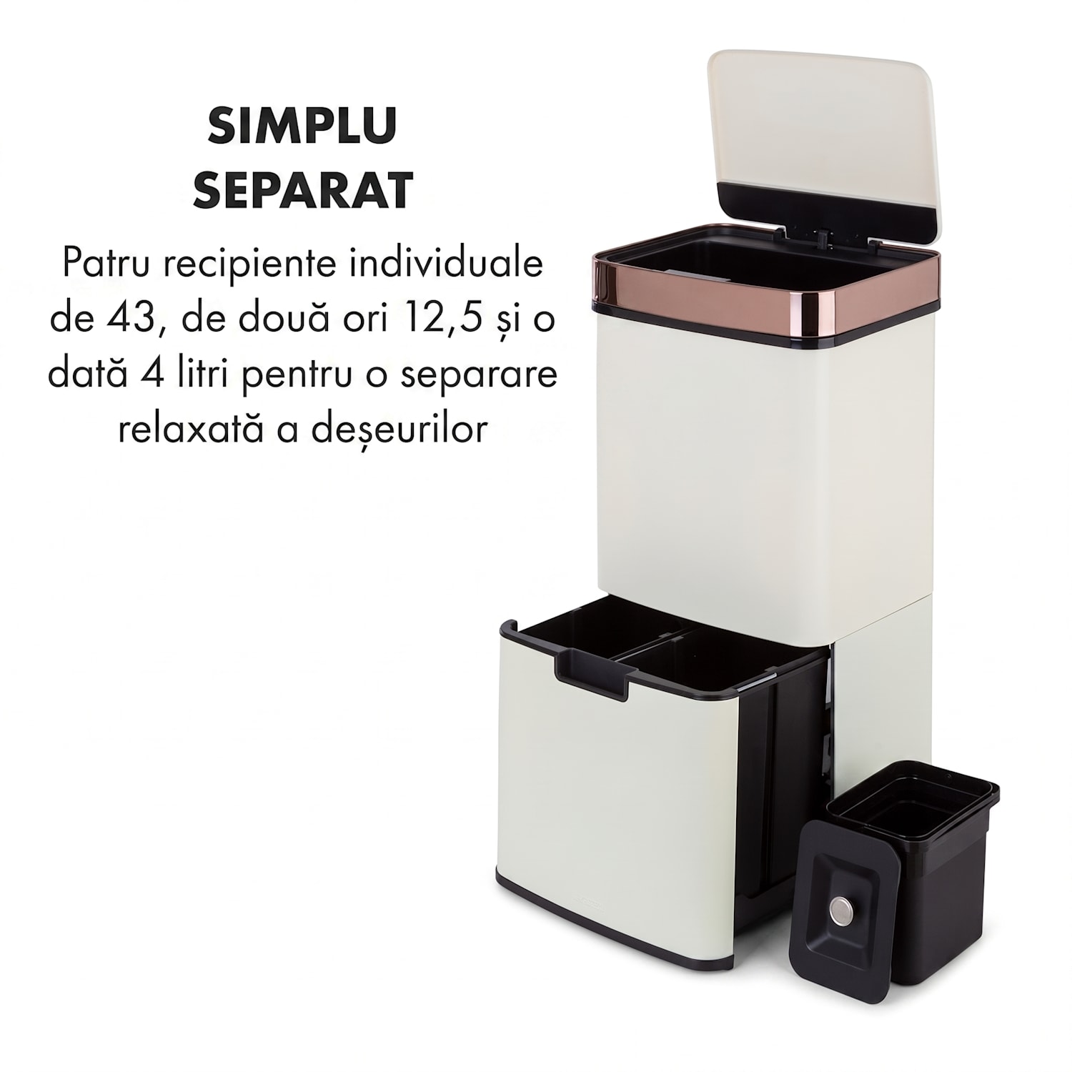 Royal Trash Rose Gold, coș de gunoi cu senzor, 72 l, oțel inoxidabil, roz auriu Roz-auriu metalic