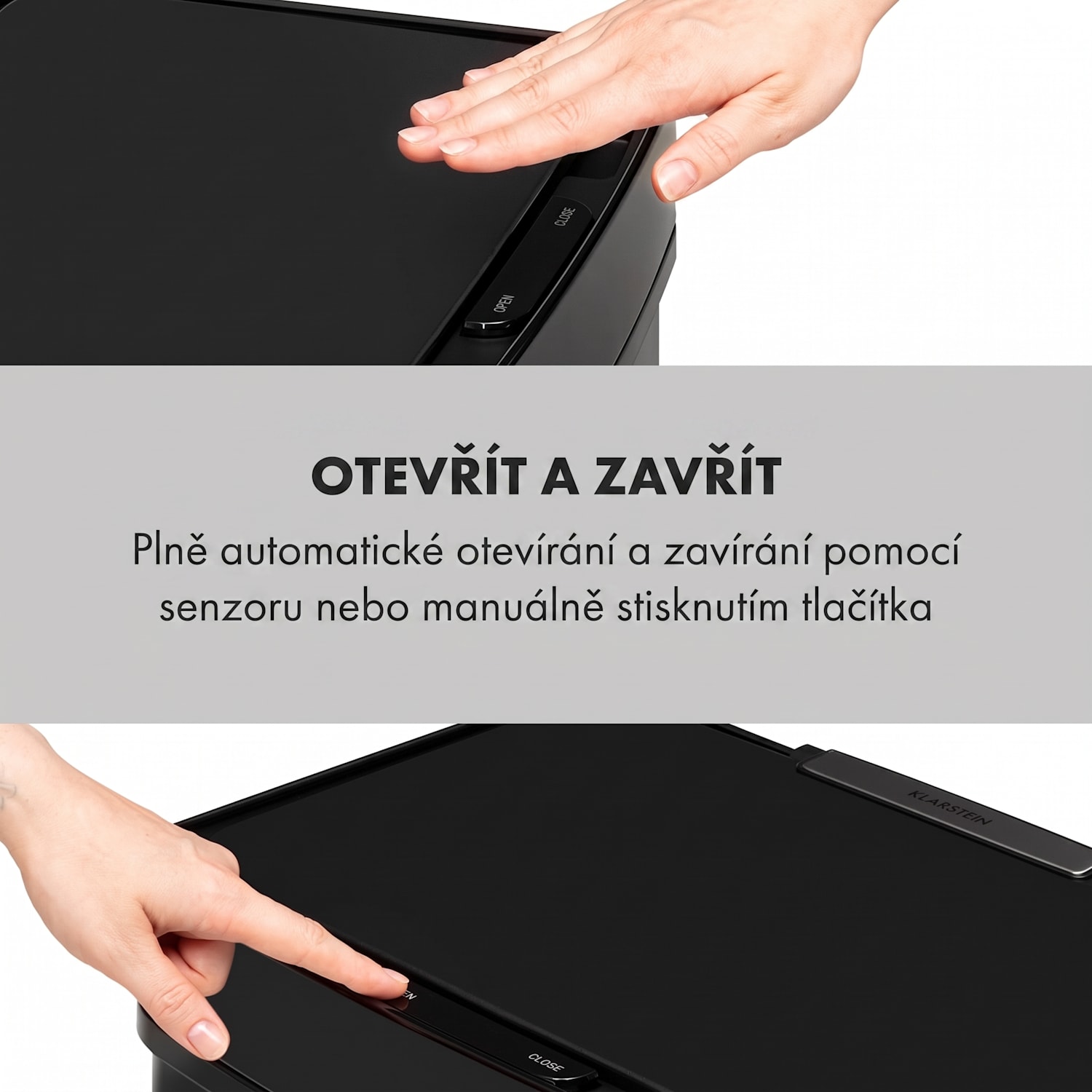 Royal Trash Matte Black, odpadkový koš se senzorem, 72 l, ušlechtilá ocel, matná černá Matná Černá