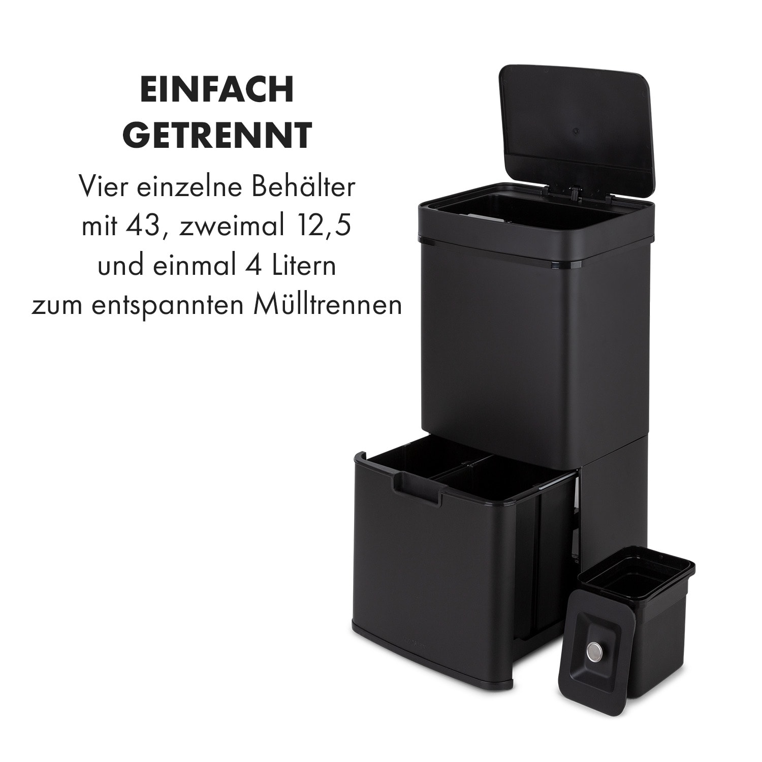 Royal Trash Matte black Poubelle à capteur 72 L acier inoxydable noir mat Noir Mat