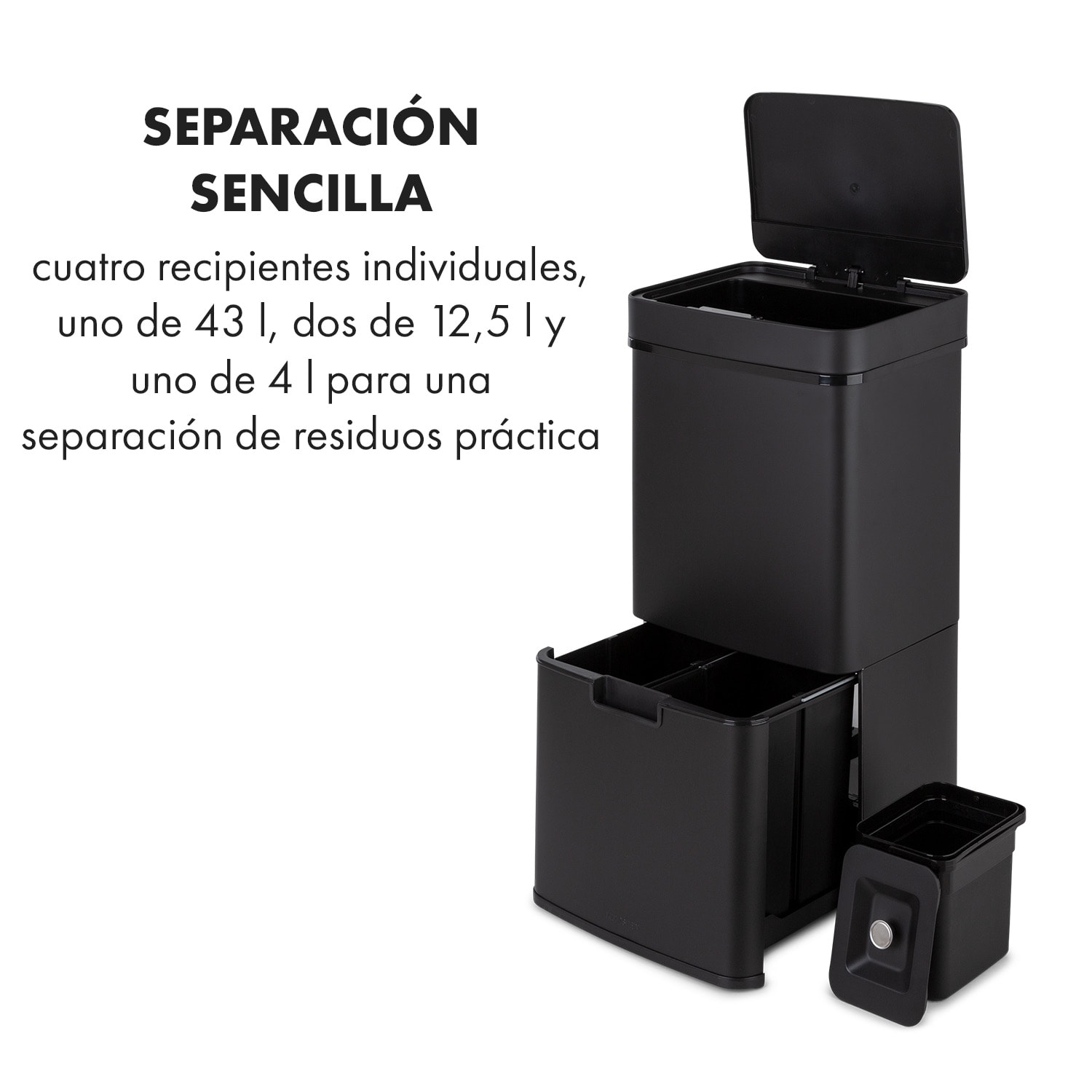 Royal Trash Matte Black Cubo de basura con sensor 72 litros acero inoxidable color negro mate 