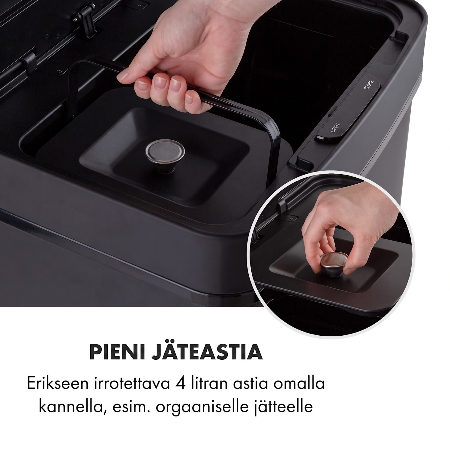 Royal Trash Matte Black, roska-astia tunnistimella, 72 l, ruostumaton teräs, mattamusta Mattamusta