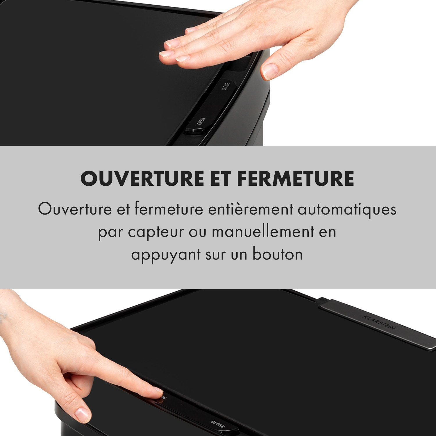 Royal Trash Matte black Poubelle à capteur 72 L acier inoxydable noir mat Noir Mat