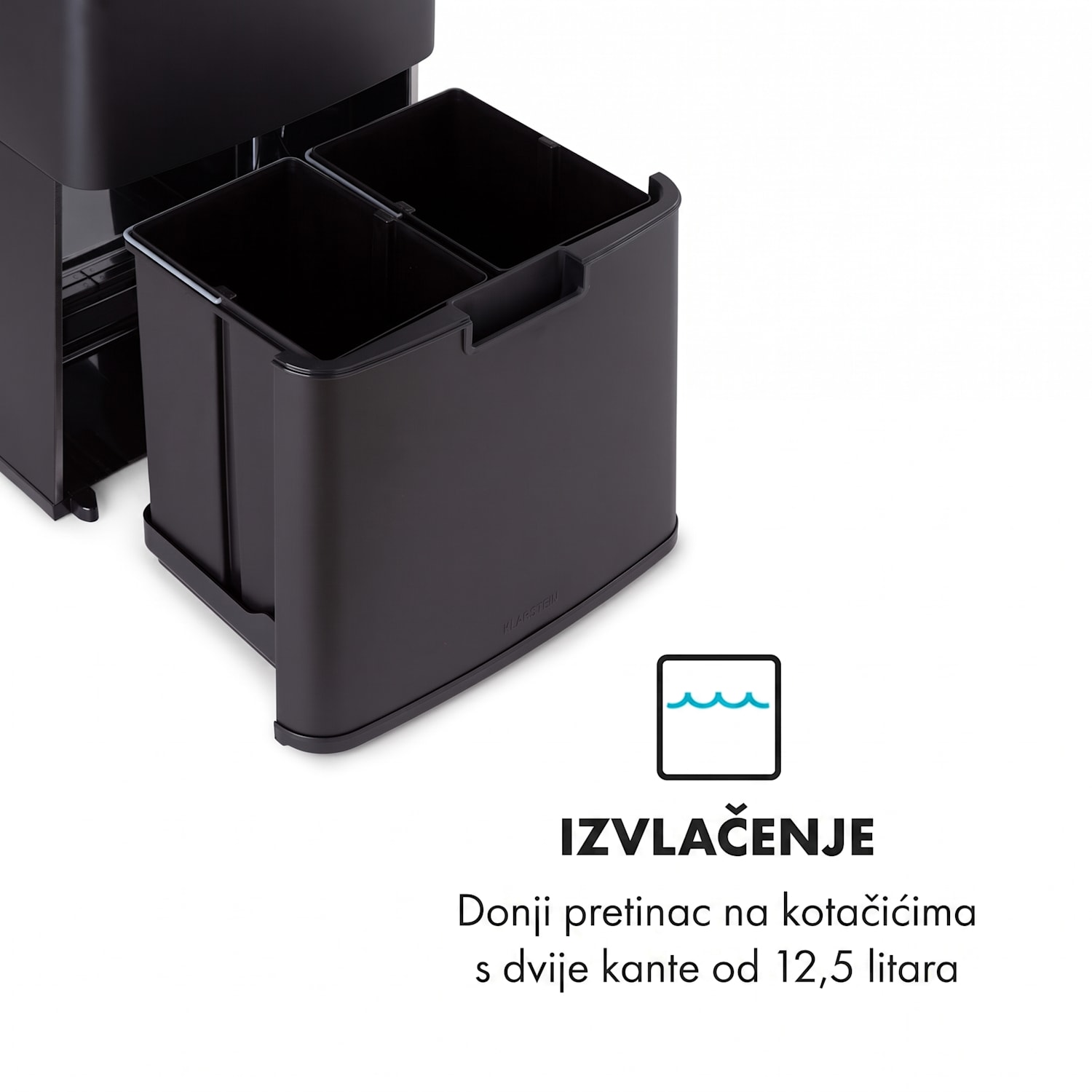 Royal Trash Matte Black, kanta za smeće sa senzorom, 72 l, nehrđajući čelik, mat crna Matt Crna