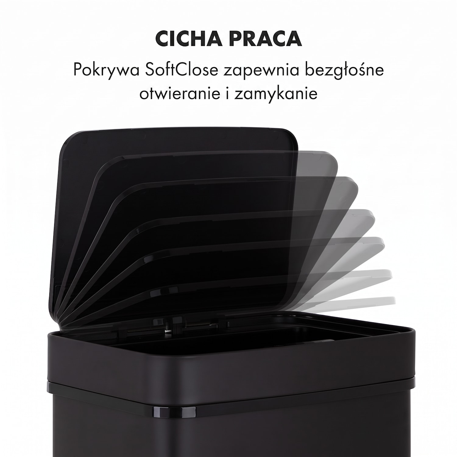 Royal Trash Matte Black, kosz na śmieci z czujnikiem, 72 l, stal szlachetna, matowoczarny Matowa Czerń