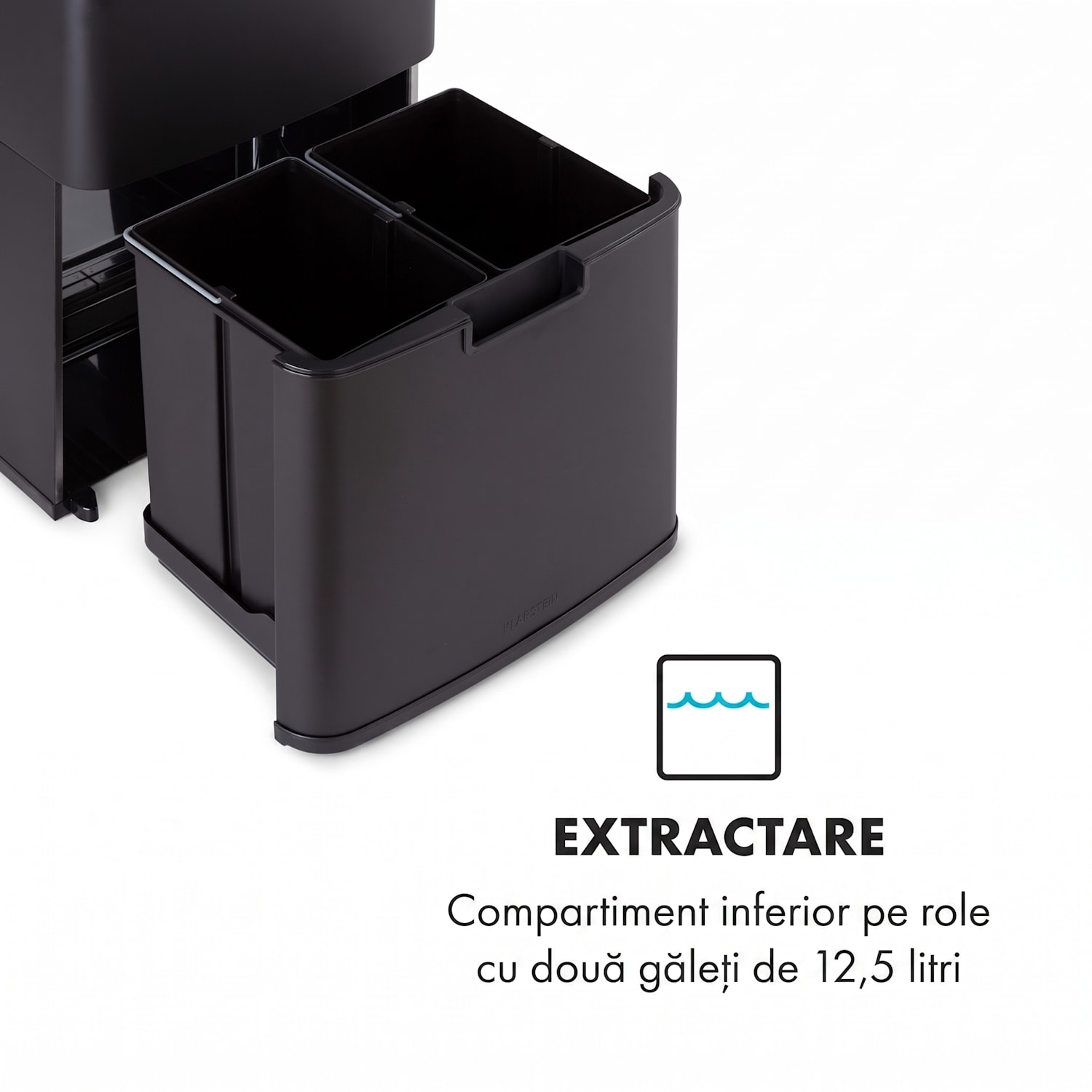 Royal Trash Matte Black, coș de gunoi cu senzor, 72 l, oțel inoxidabil, negru mat Negru Mat
