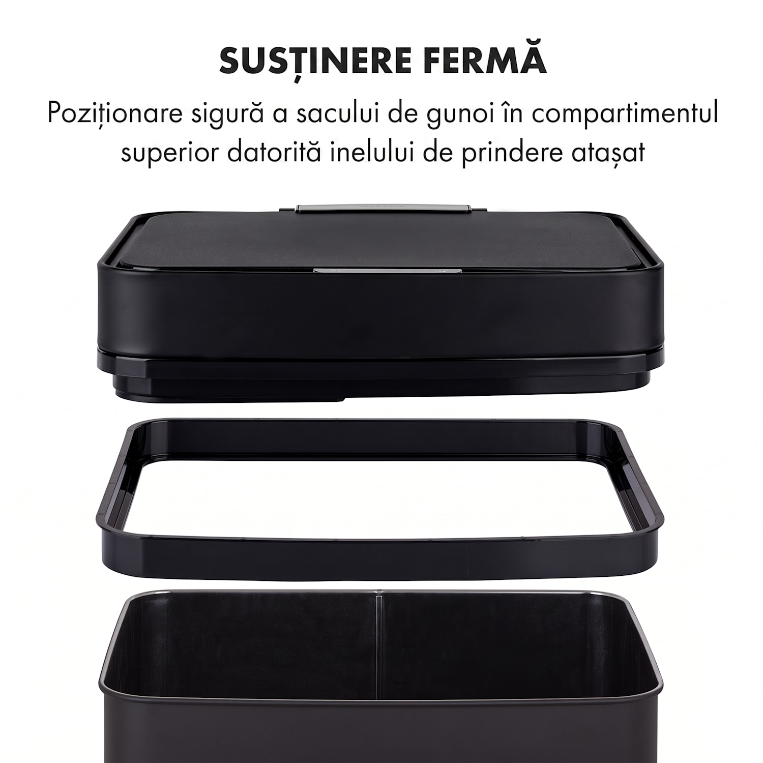 Royal Trash Matte Black, coș de gunoi cu senzor, 72 l, oțel inoxidabil, negru mat Negru Mat