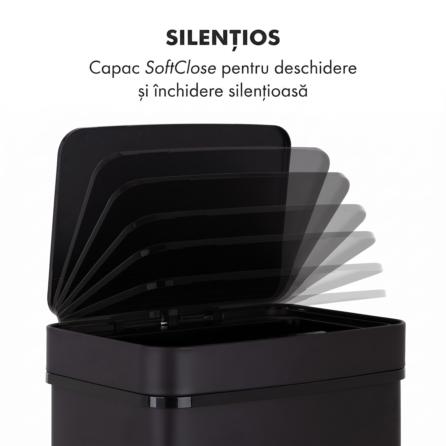 Royal Trash Matte Black, coș de gunoi cu senzor, 72 l, oțel inoxidabil, negru mat Negru Mat