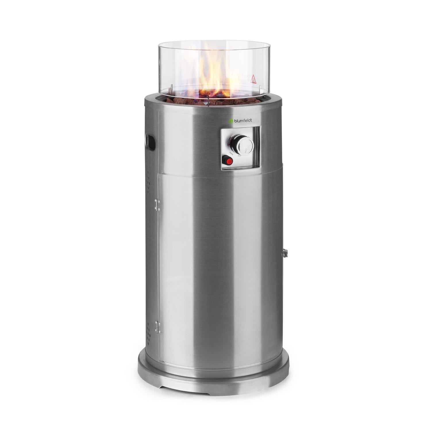Lavastone Terrassenheizer 34.000BTU/10kW Temperglas Stahl Silber-Metallic