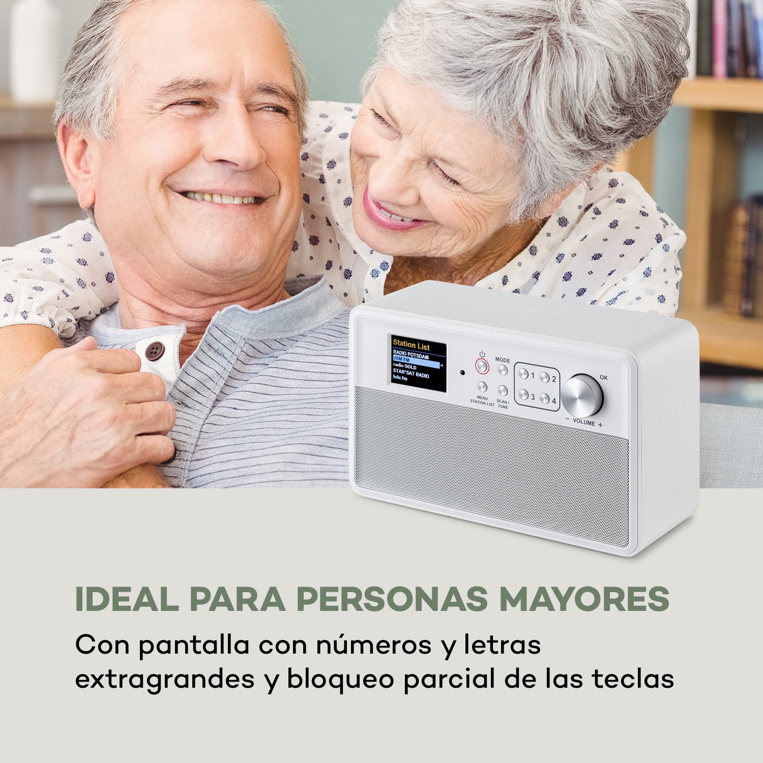 Nestor DAB+ Radio DAB+/FM 2 modos de funcionamiento Pantalla de color TFT de 2,4" Blanca Madera Blanca