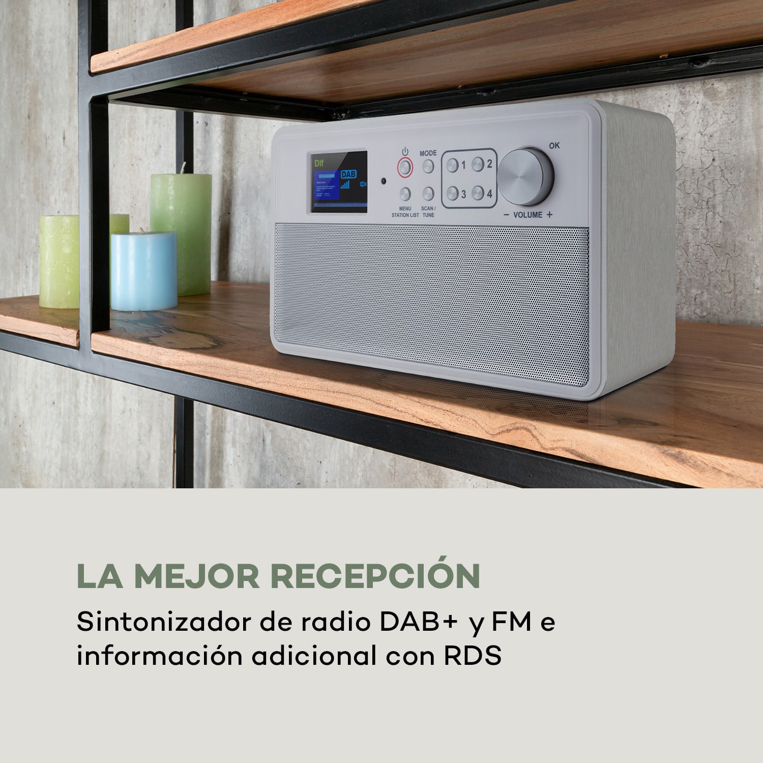 Nestor DAB+ Radio DAB+/FM 2 modos de funcionamiento Pantalla de color TFT de 2,4" Blanca Madera Blanca