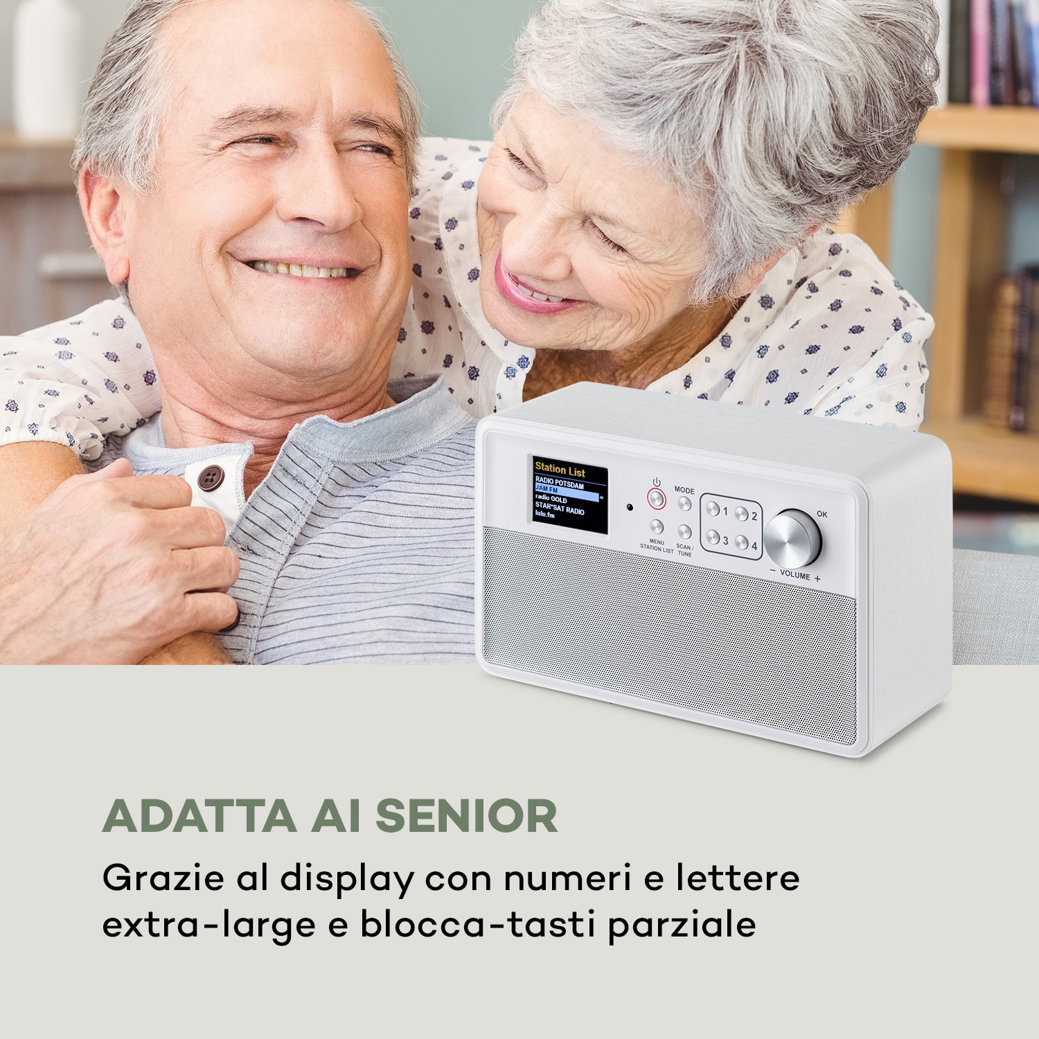Nestor DAB+, radio DAB+/FM, 2 modalità, display a colori TFT da 2,4", bianco Legno bianco