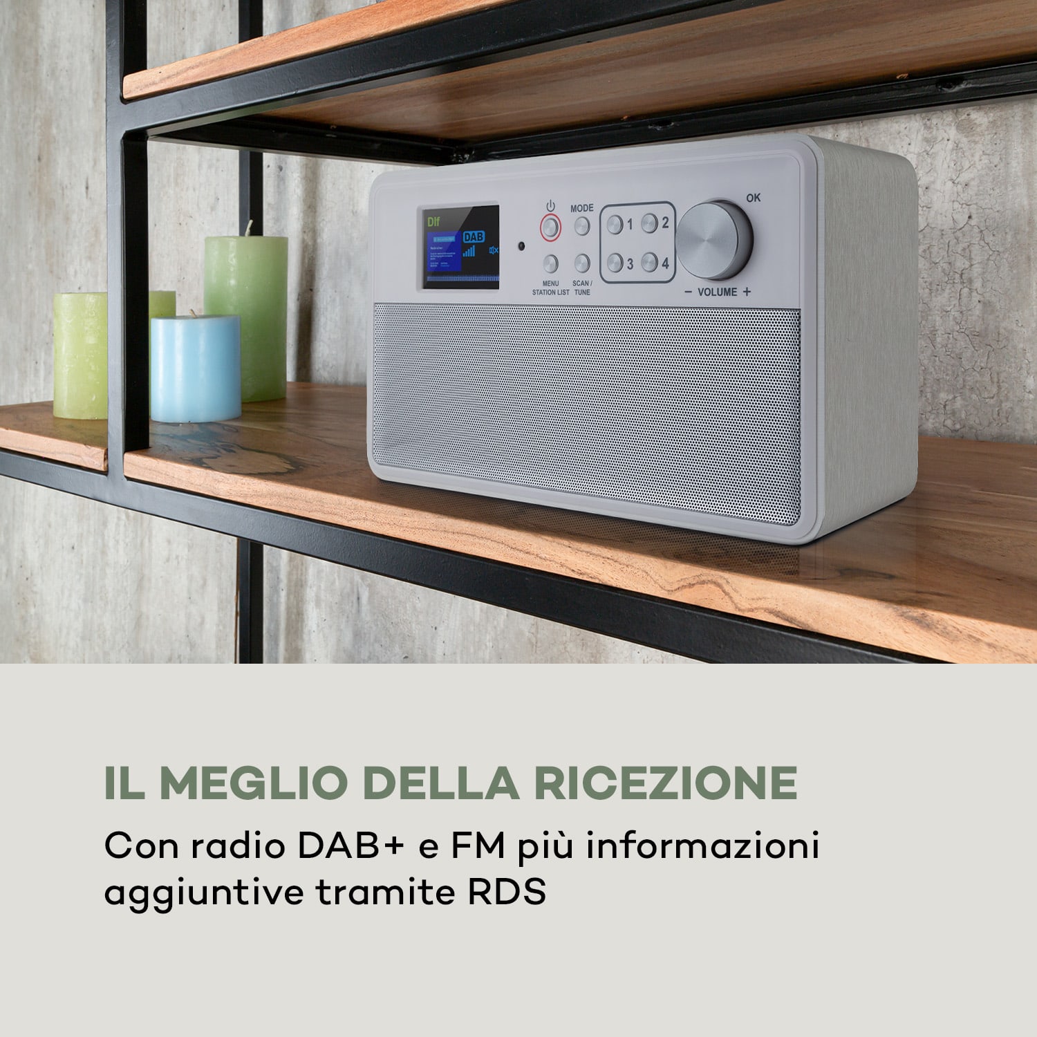 Nestor DAB+, radio DAB+/FM, 2 modalità, display a colori TFT da 2,4", bianco Legno bianco