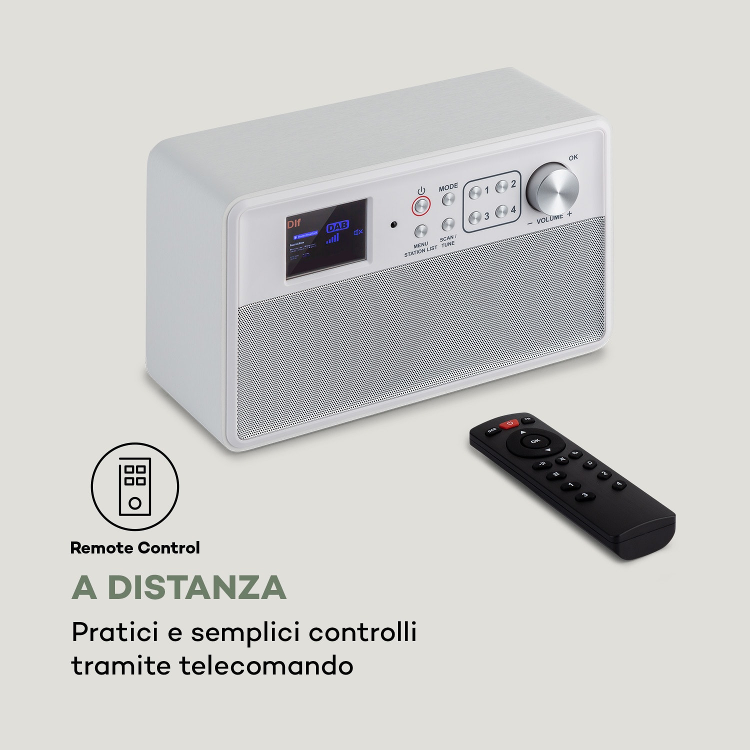 Nestor DAB+, radio DAB+/FM, 2 modalità, display a colori TFT da 2,4", bianco Legno bianco