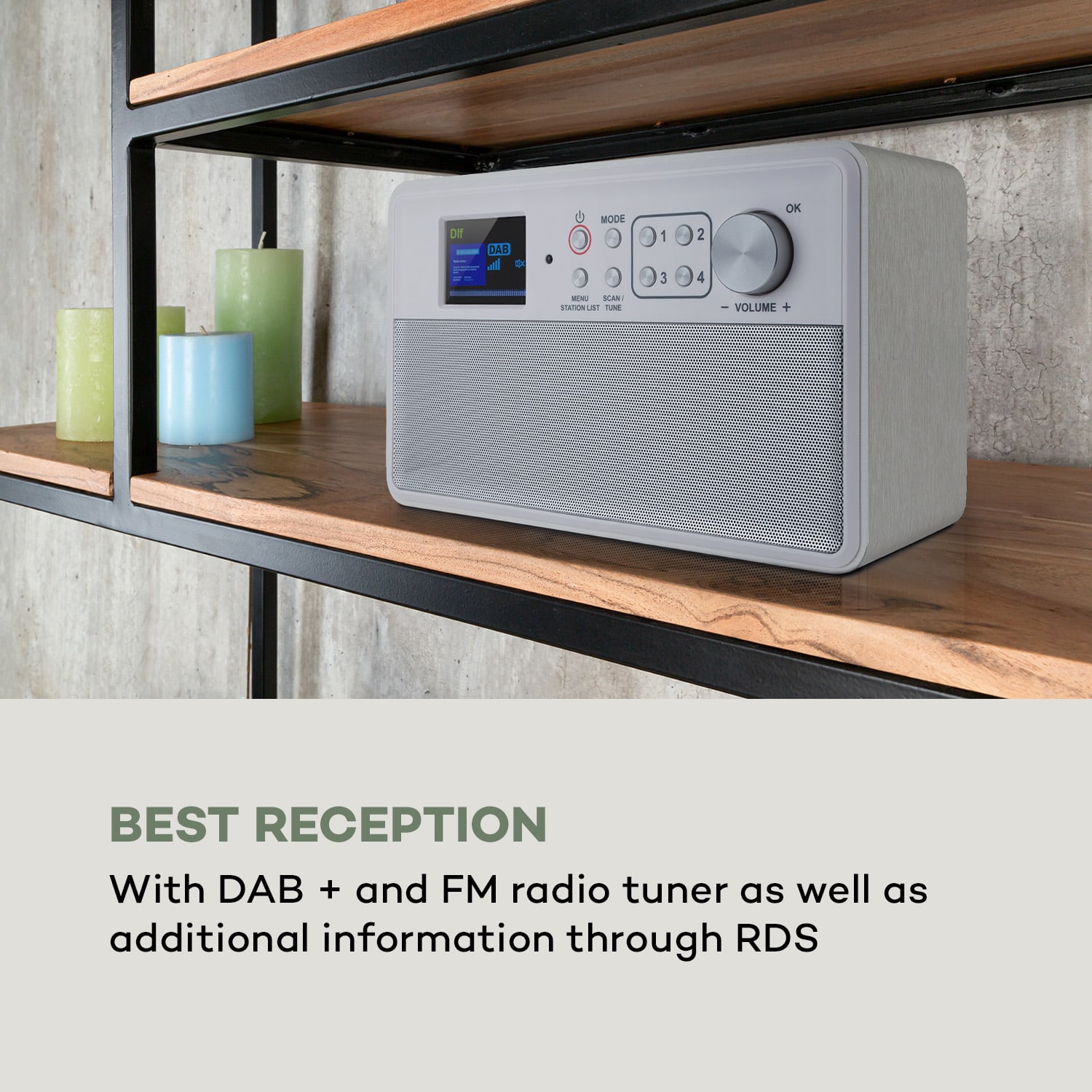 Nestor, radio DAB+/FM, 2 tryby pracy, kolorowy wyświetlacz TFT 2,4", białe Białe Drewno