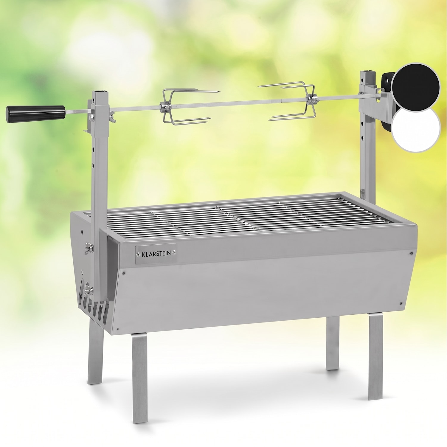 Sauenland Mini, rotačný gril s ražňom, otočný špíz, 4 W, 12 kg max., ušľachtilá oceľ 