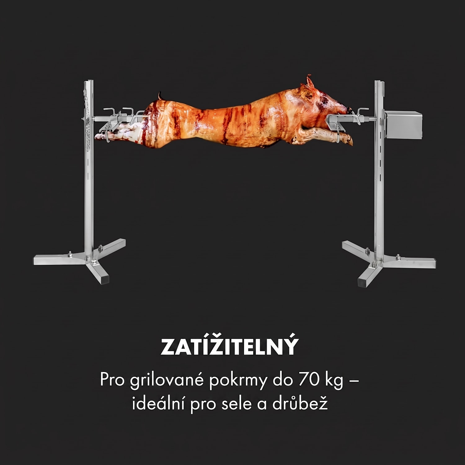 Sauenland Survivor, gril na sele, otočný špíz, 12 W, 70 kg max., nerezová ocel 