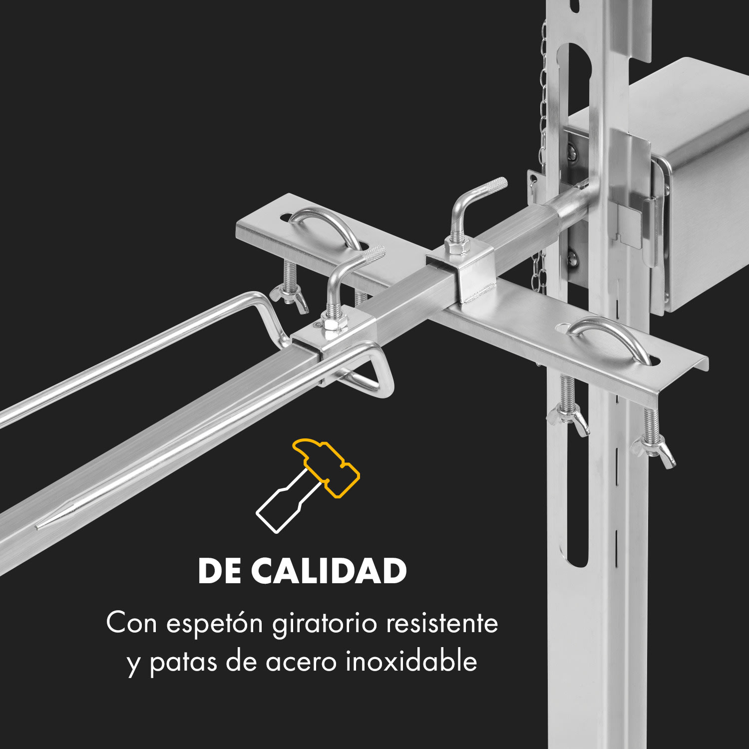 Sauenland Survivor Asador de cochinillo espetón 12W máx. 70 kg acero inoxidable 