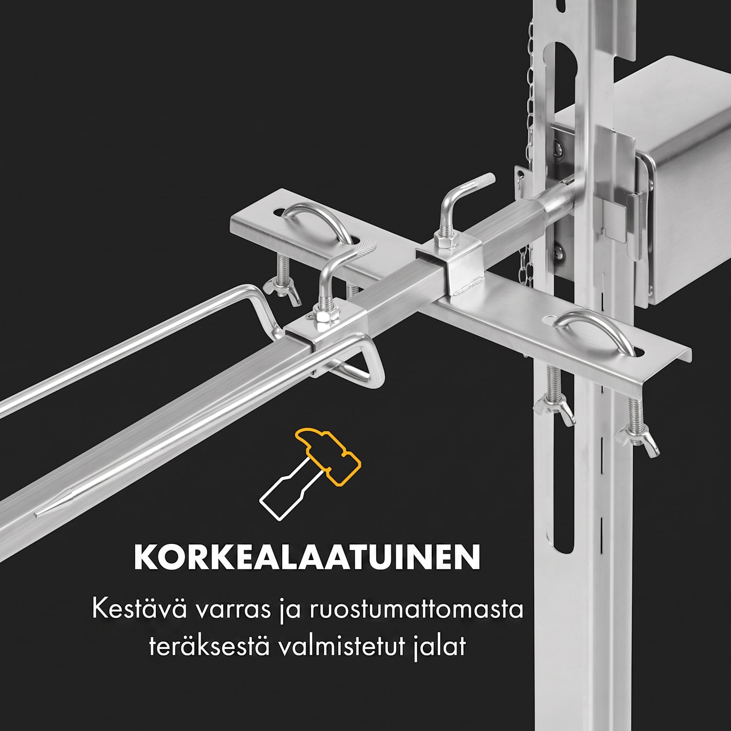 Sauenland Survivor, varrasgrilli, pyörivä varras, 12 W, max. 70 kg, ruostumatonta terästä 
