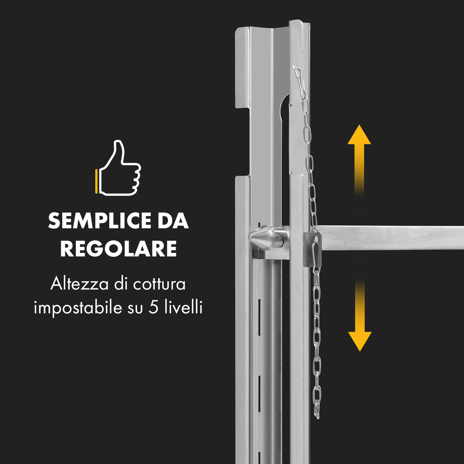 Sauenland Survivor, griglia da porchetta con spiedo, 12W, 70kg max., acciaio inox 