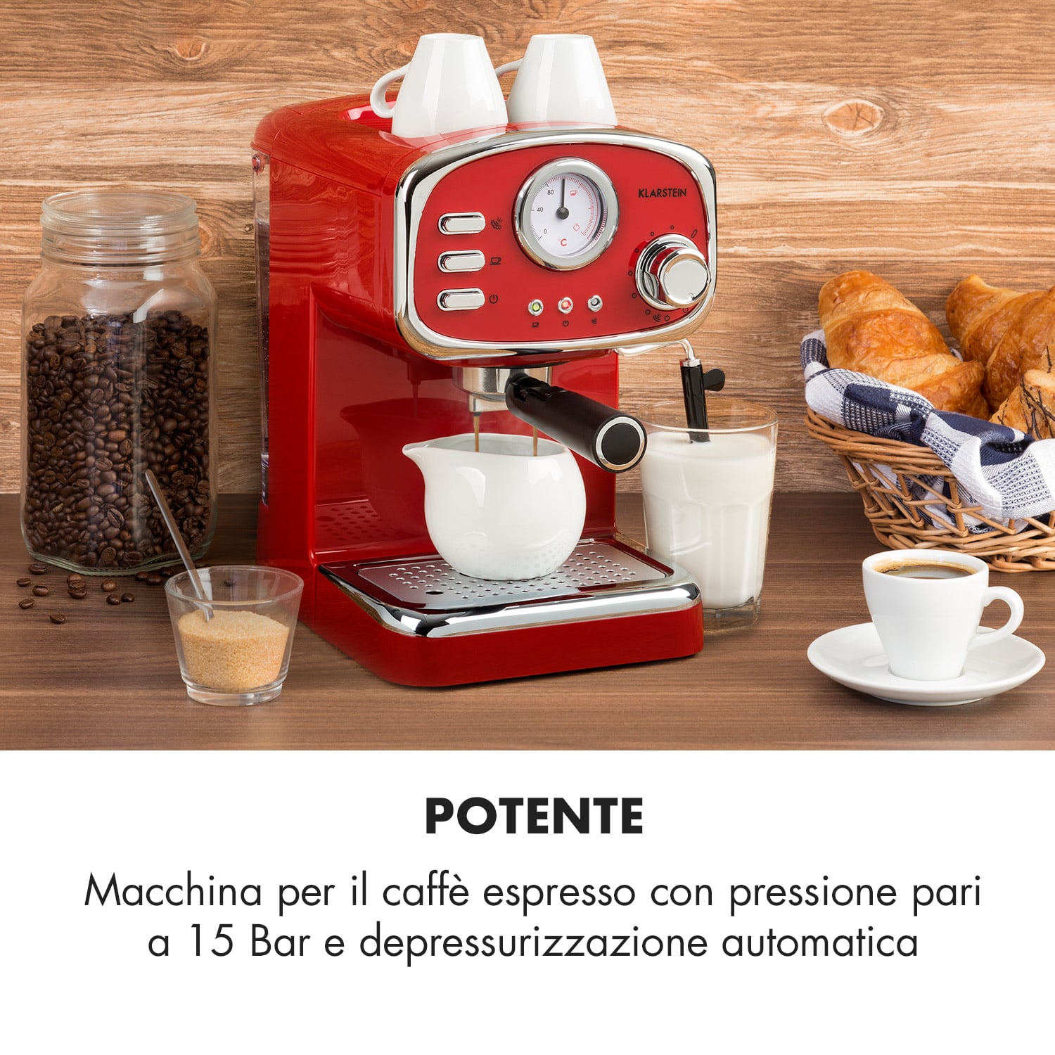 Espressionata Gusto, Macchina del Caffè, 15 Bar di Pressione, 1100W 