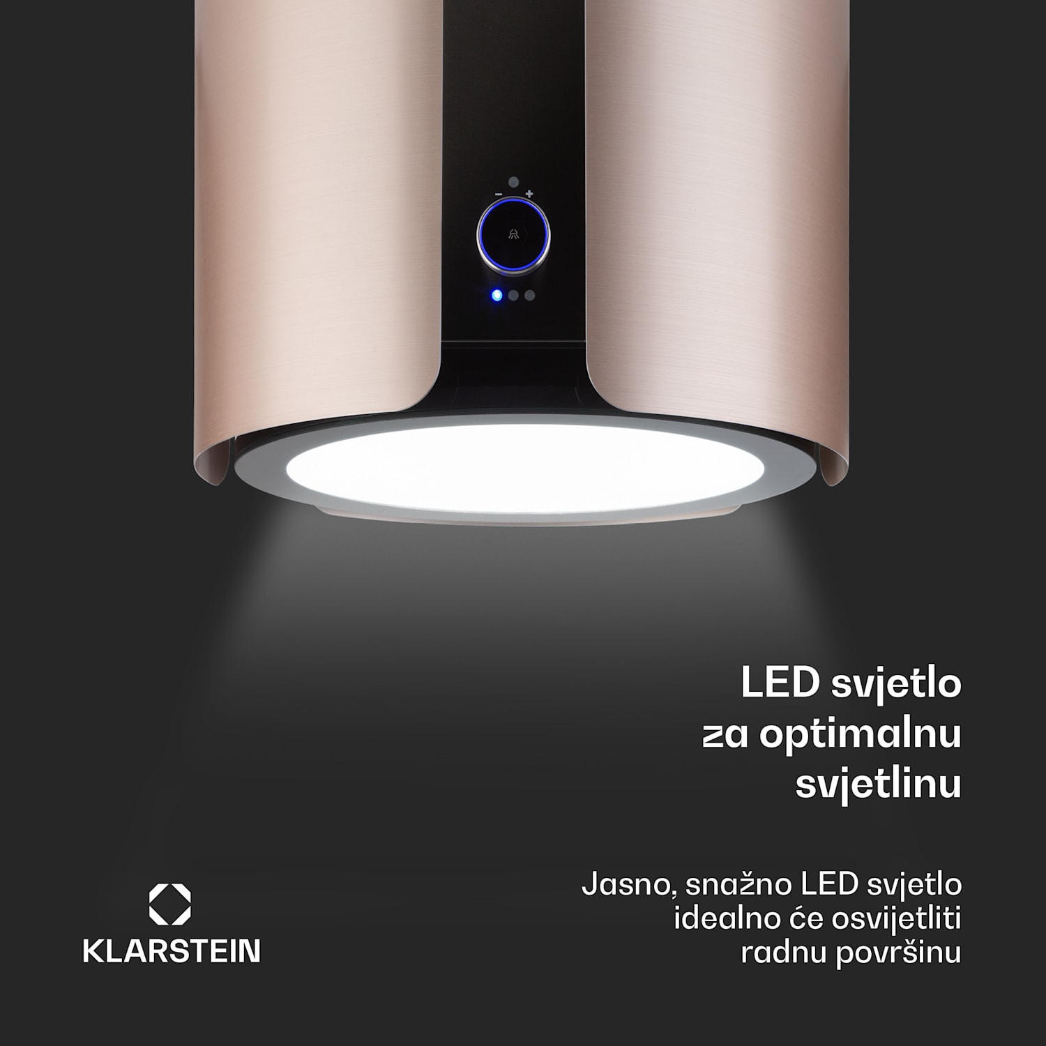 Skyfall, otočna napa, Ø 45 cm, recirkulacija, 402 m³ / h, LED, zlatna Nikl metalik