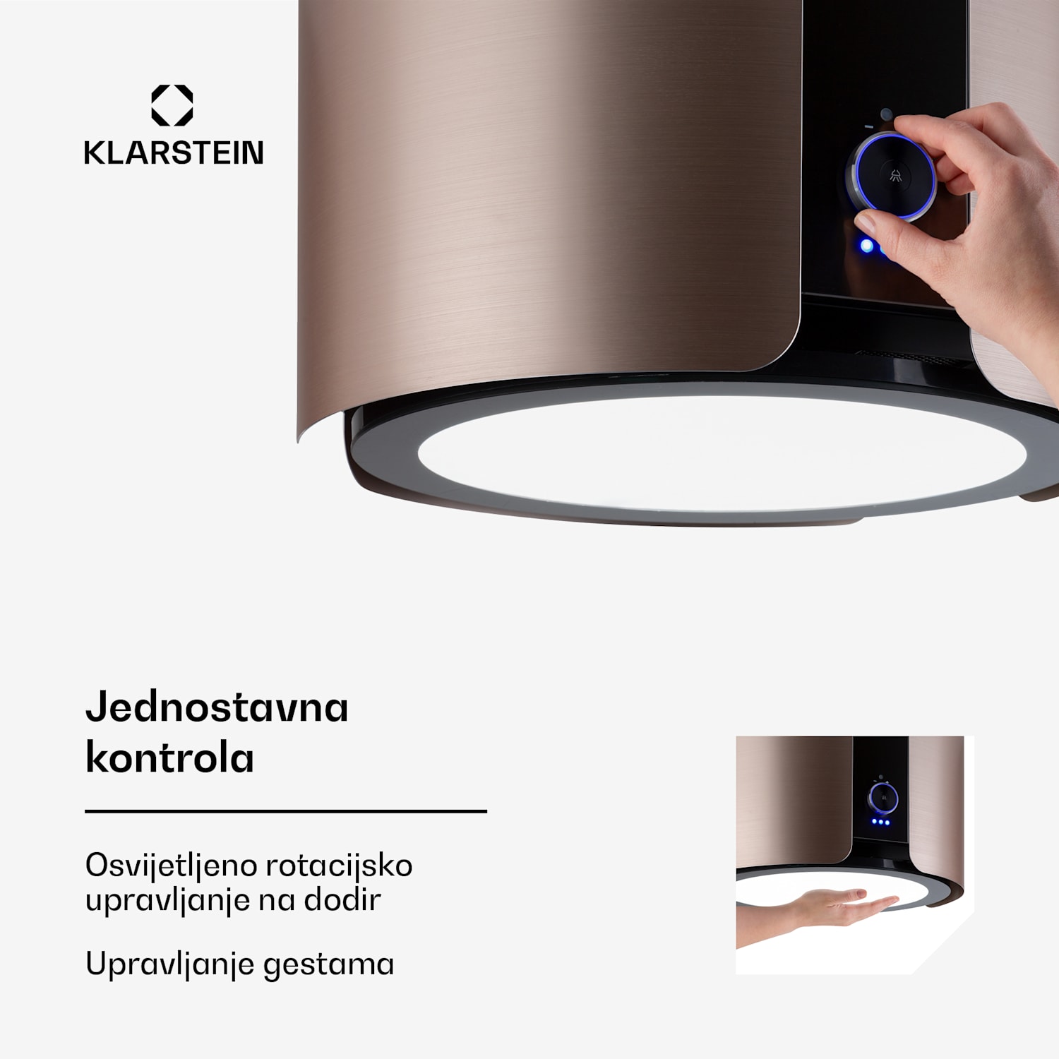 Skyfall, otočna napa, Ø 45 cm, recirkulacija, 402 m³ / h, LED, zlatna Nikl metalik