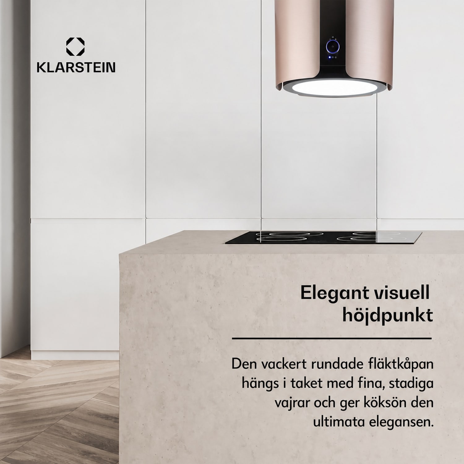 Skyfall Smart Köksfläkt för köksö Ø 45 cm cirkulation 413 m³/h LED 45 cm | Guld