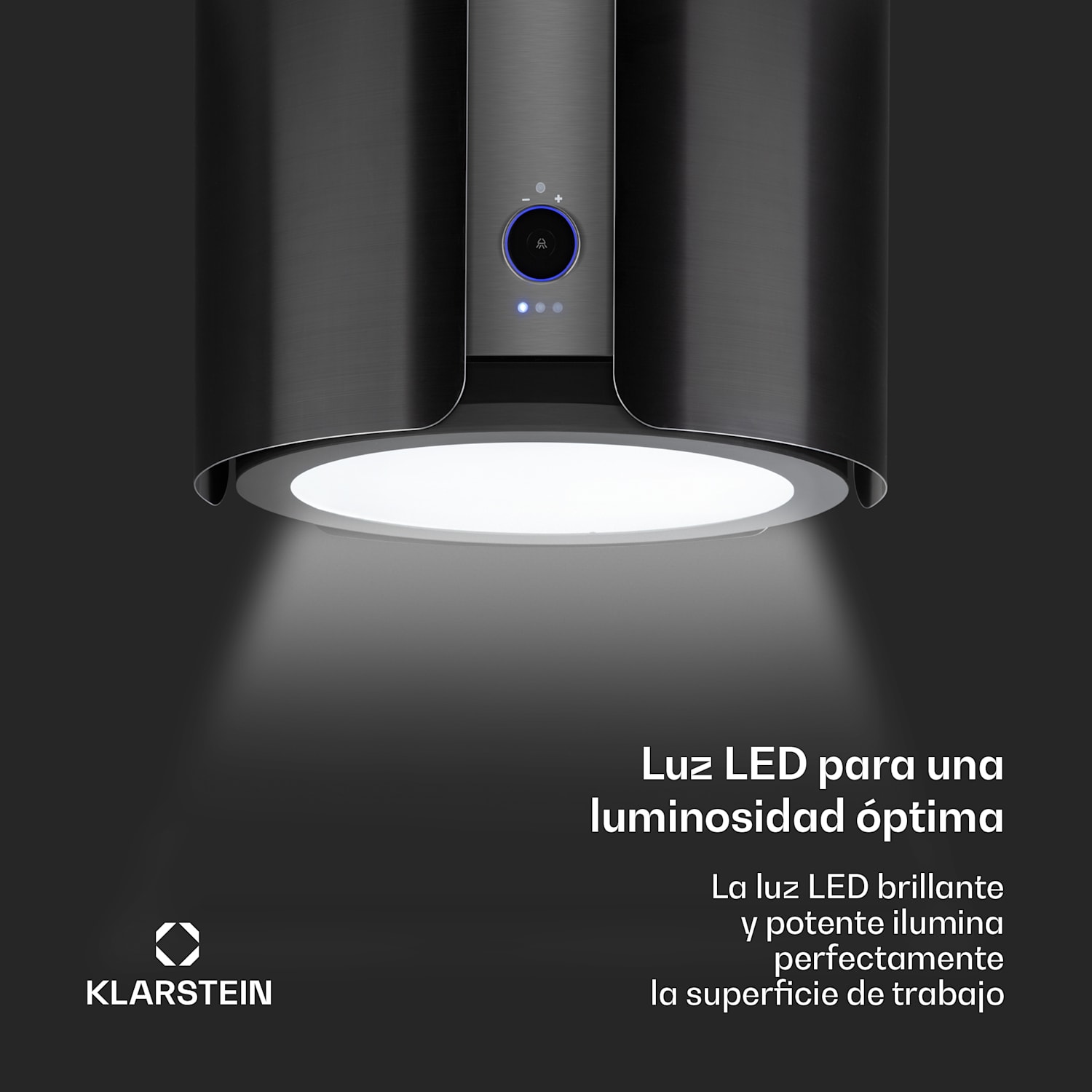 Skyfall Campana de isla Ø45cm Recirculación de aire 402m³/h Led Negro Metalizado