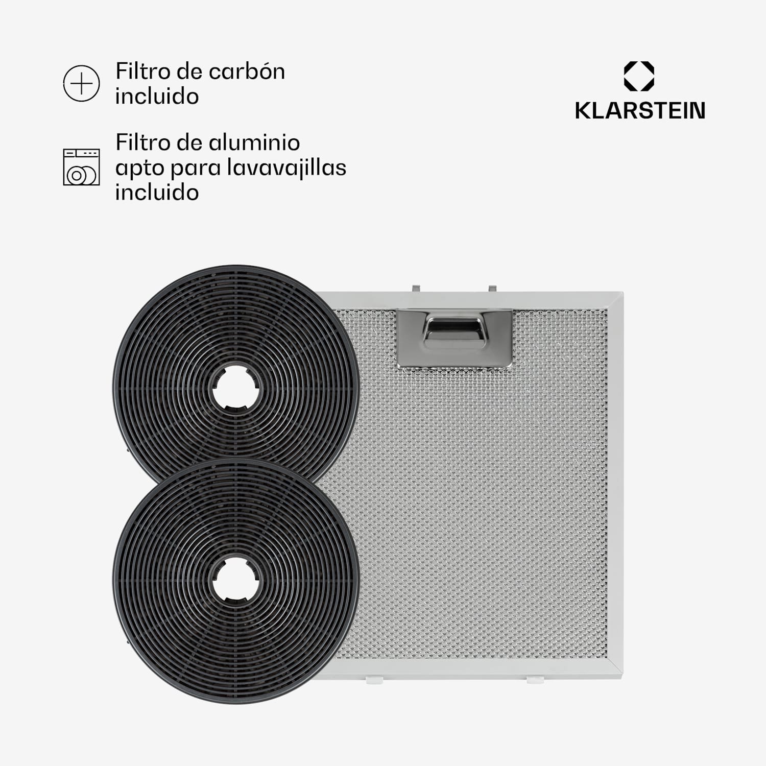 Skyfall Campana de isla Ø45cm Recirculación de aire 402m³/h Led Negro Metalizado